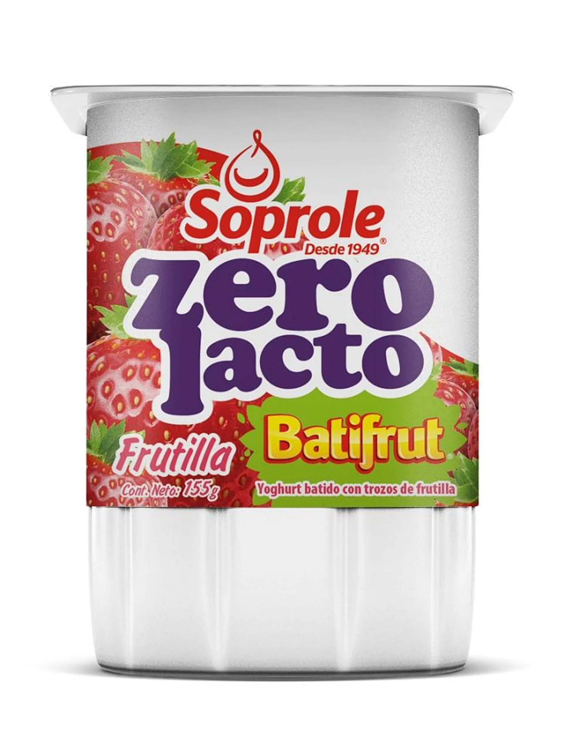 Yoghurt sin lactosa Soprole Zerolacto frutilla con trozos de fruta pote 155 g