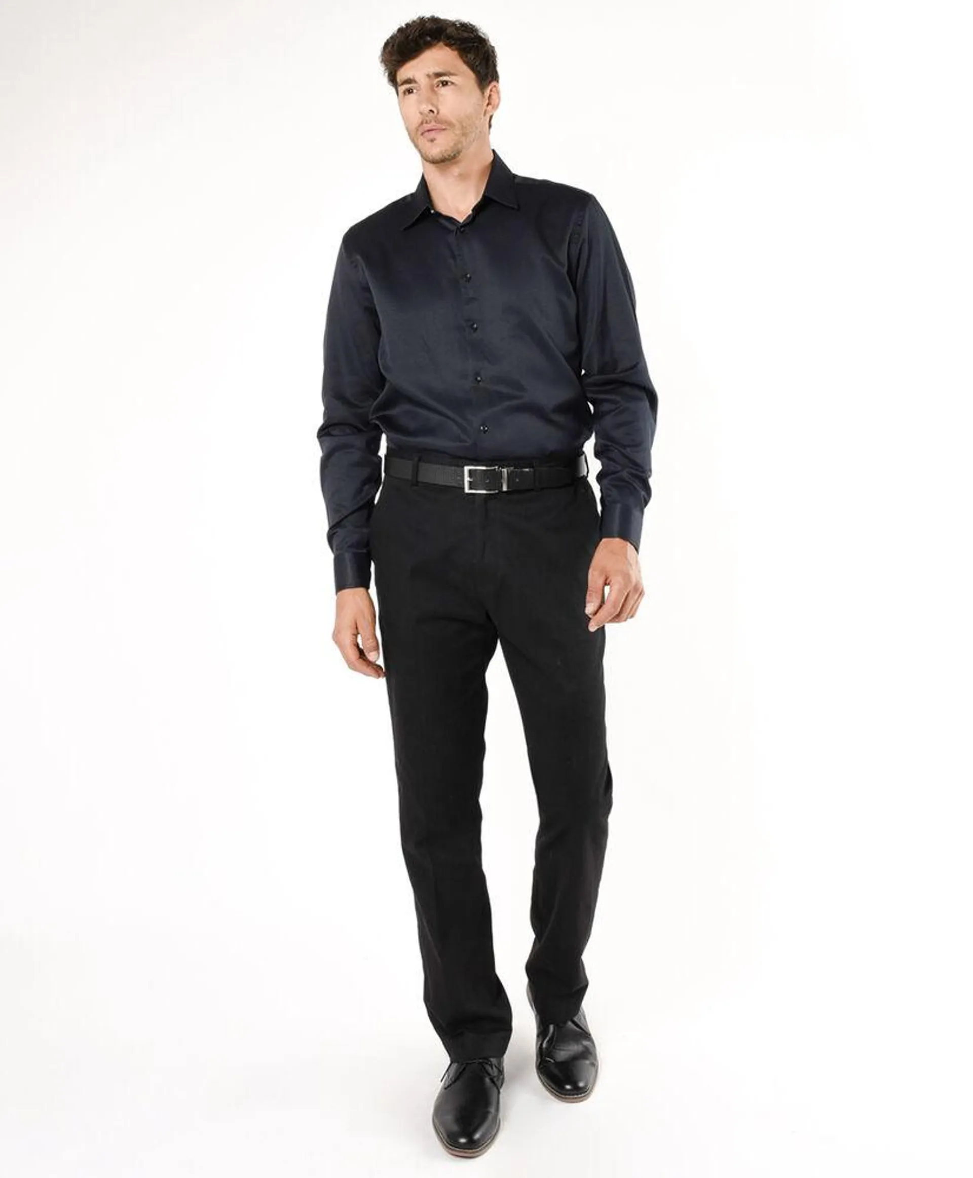 Camisa hombre lisa negra