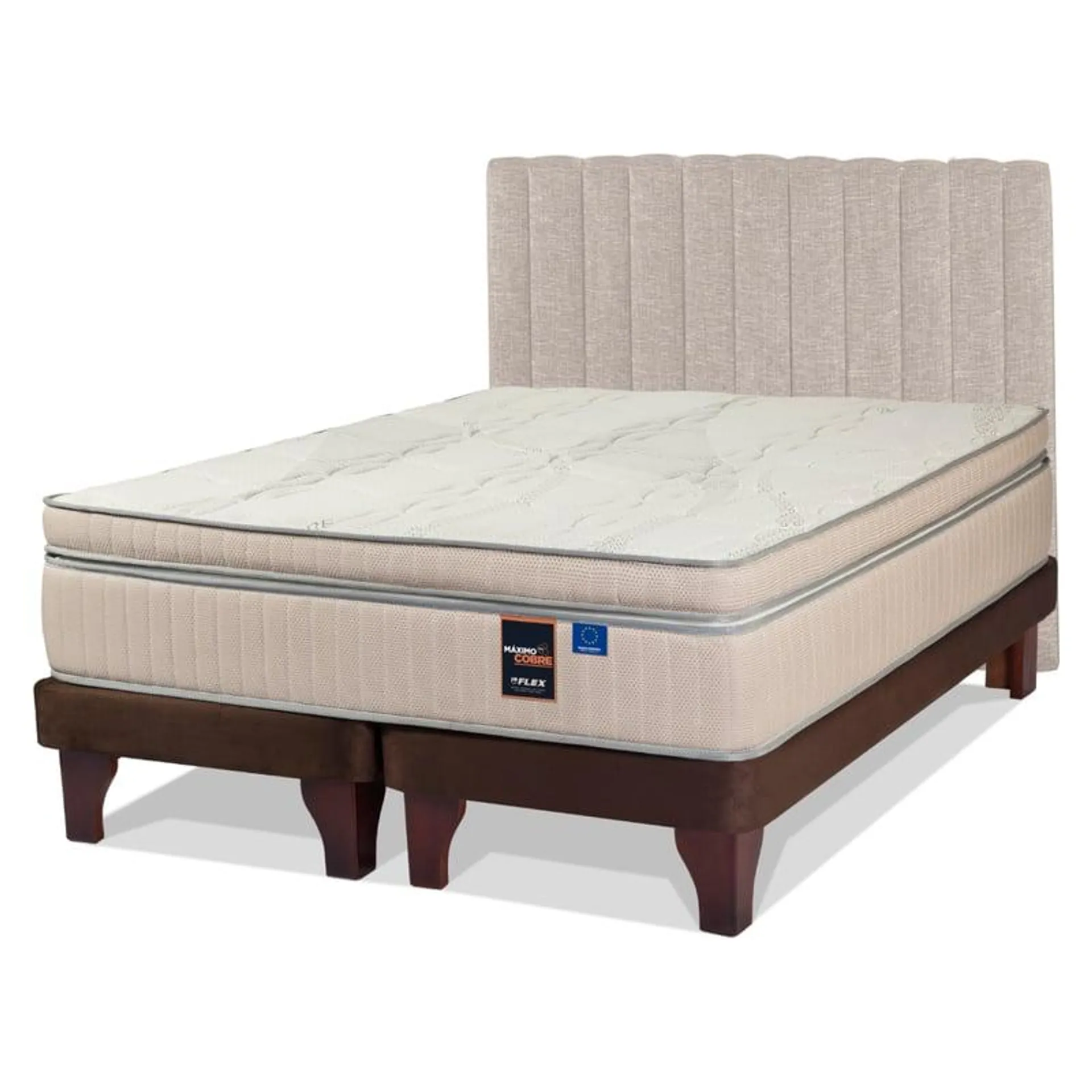 Cama Europea Maximo Cobre 2 Plazas + Respaldo Flex