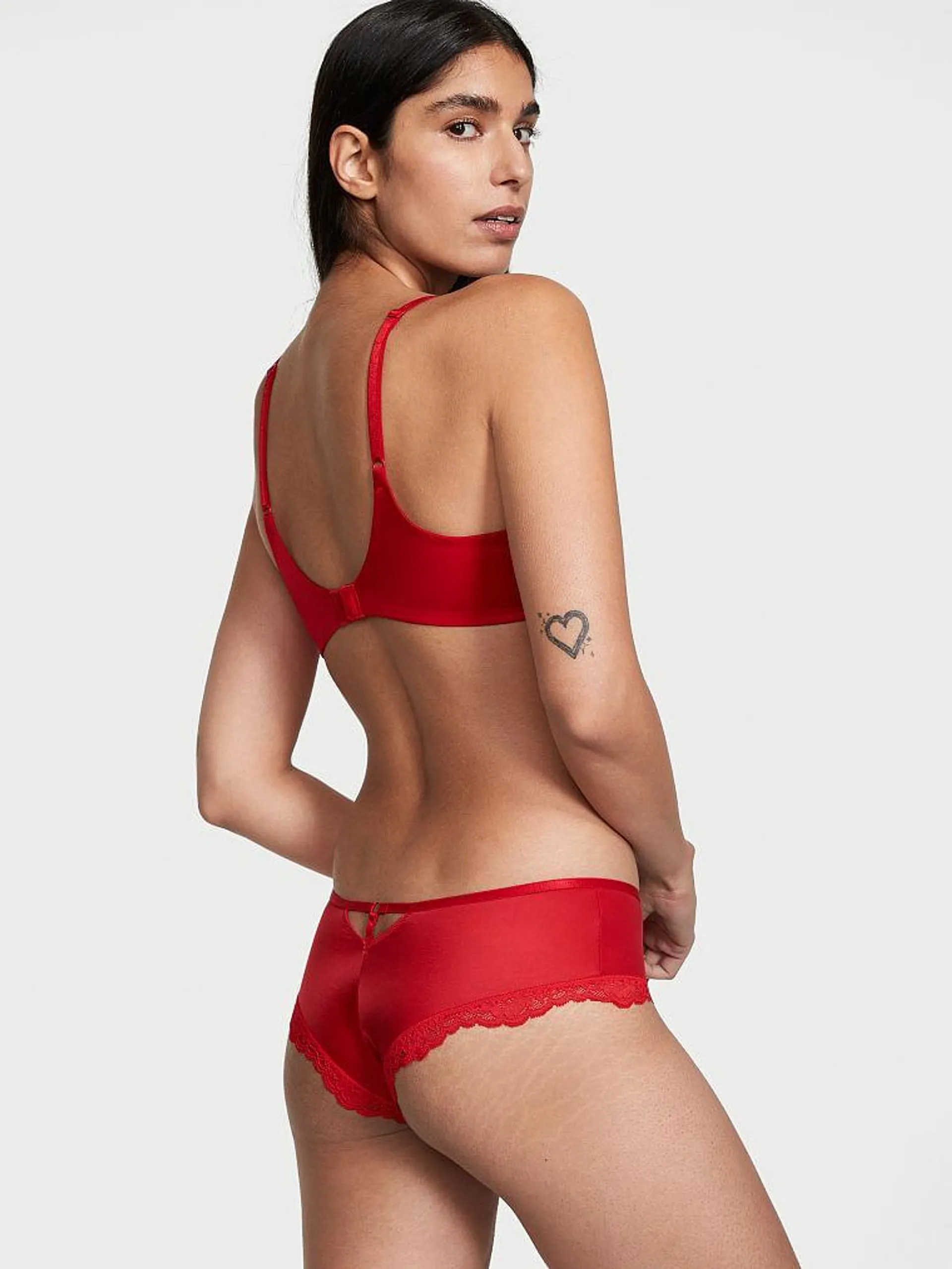 Panty Cheeky con Encaje Rojo