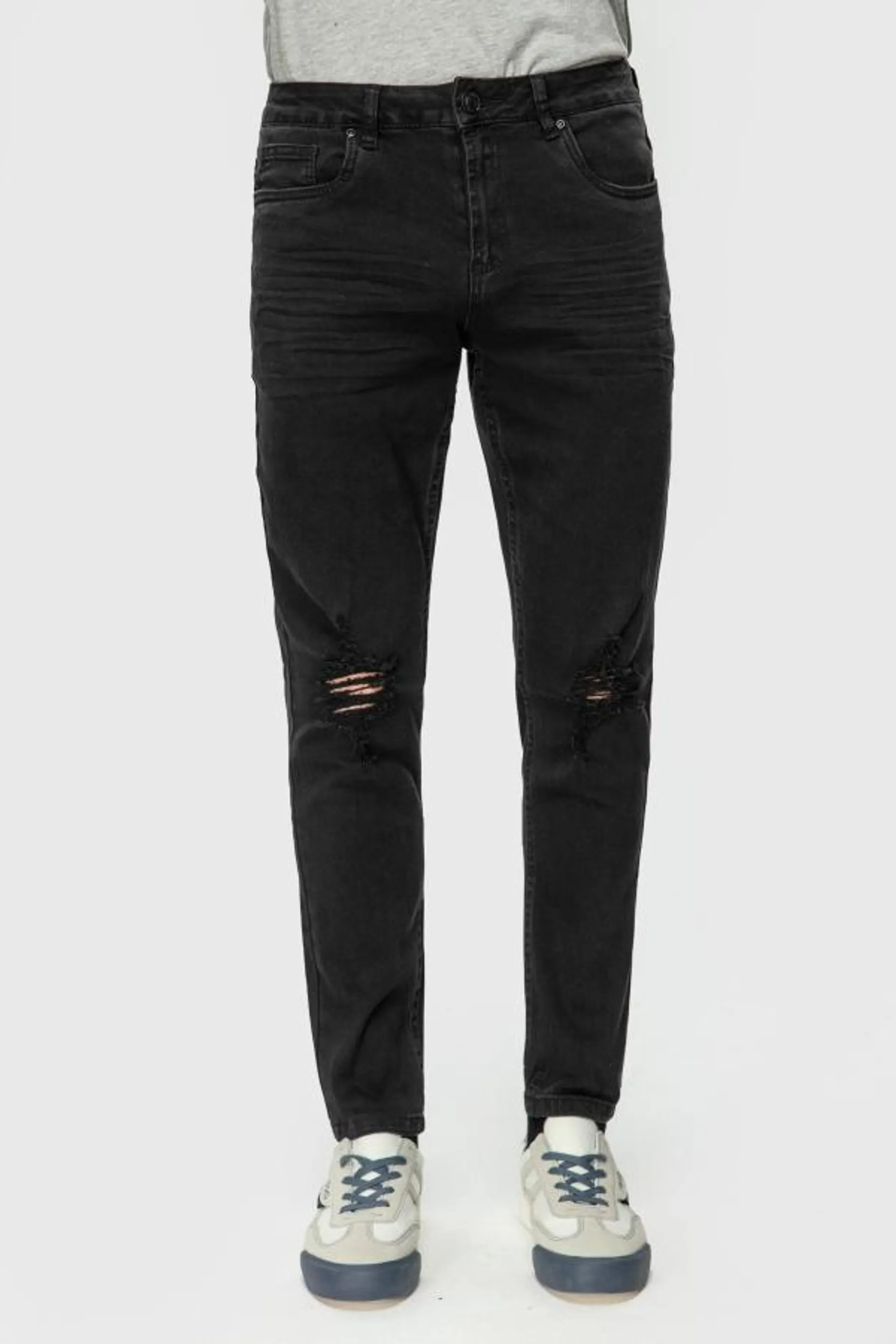 Jeans super skinny rotura negro