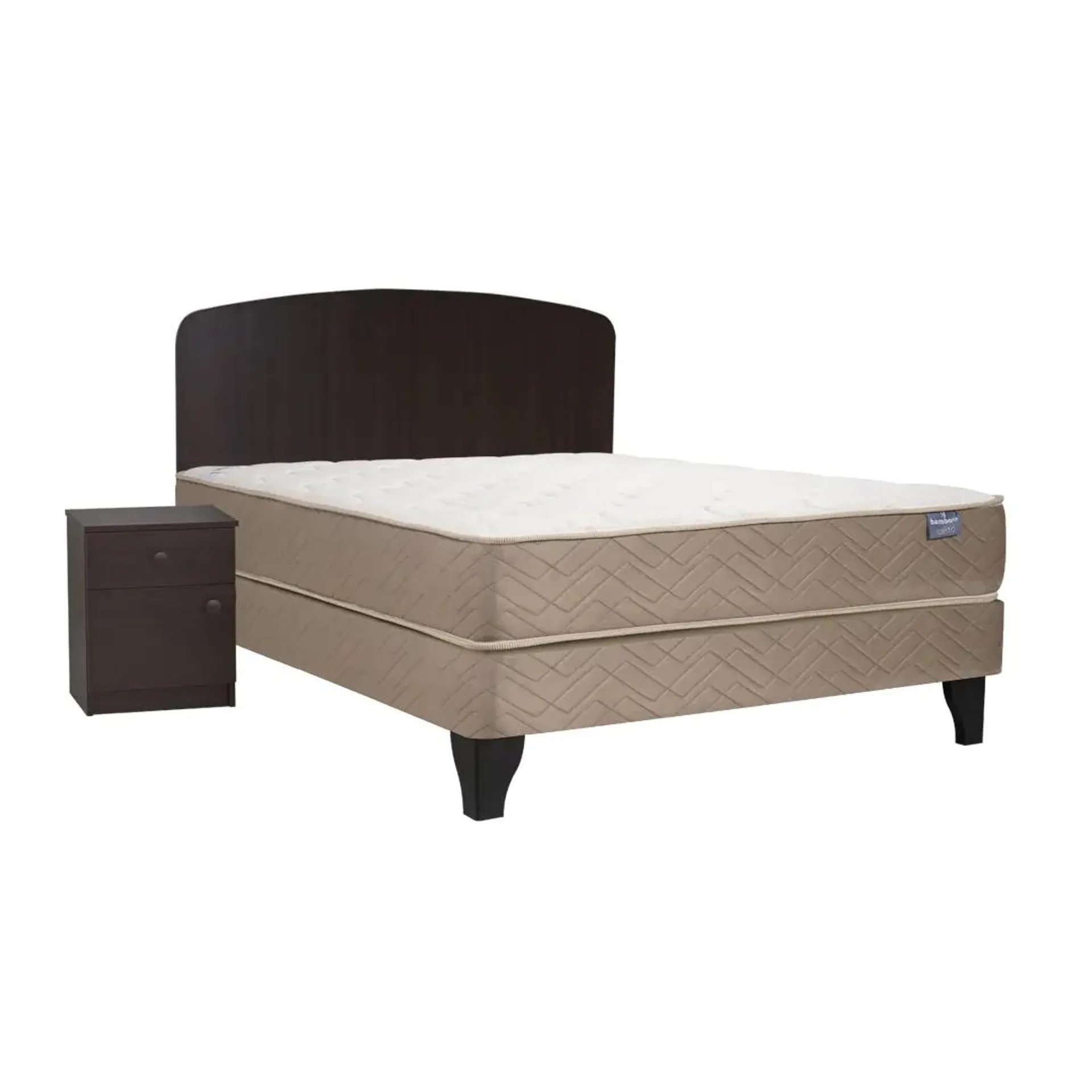 Cama Europea Bamboo 2 Plazas Base Normal + Set Córdoba