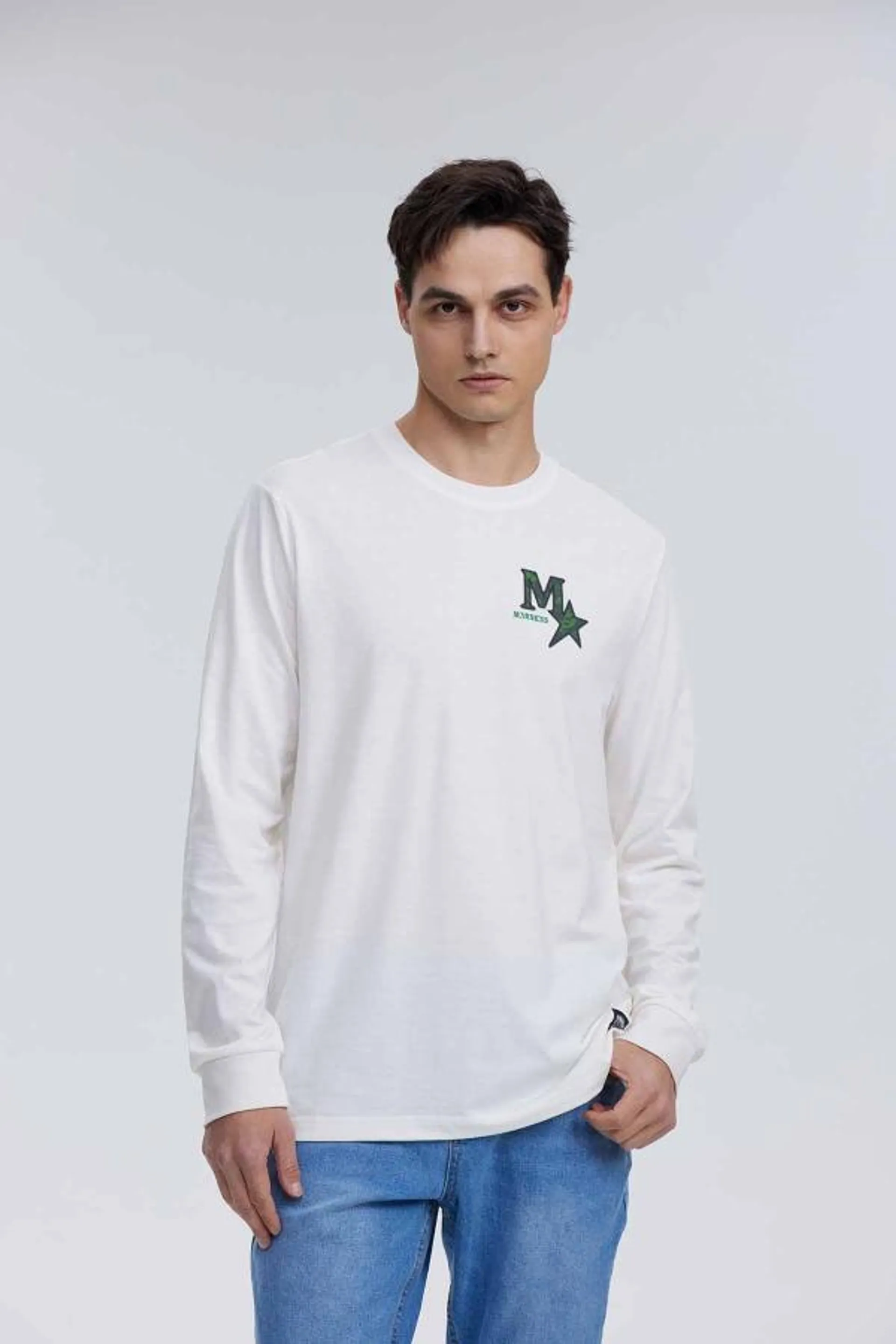 Polera hombre print blanco iv