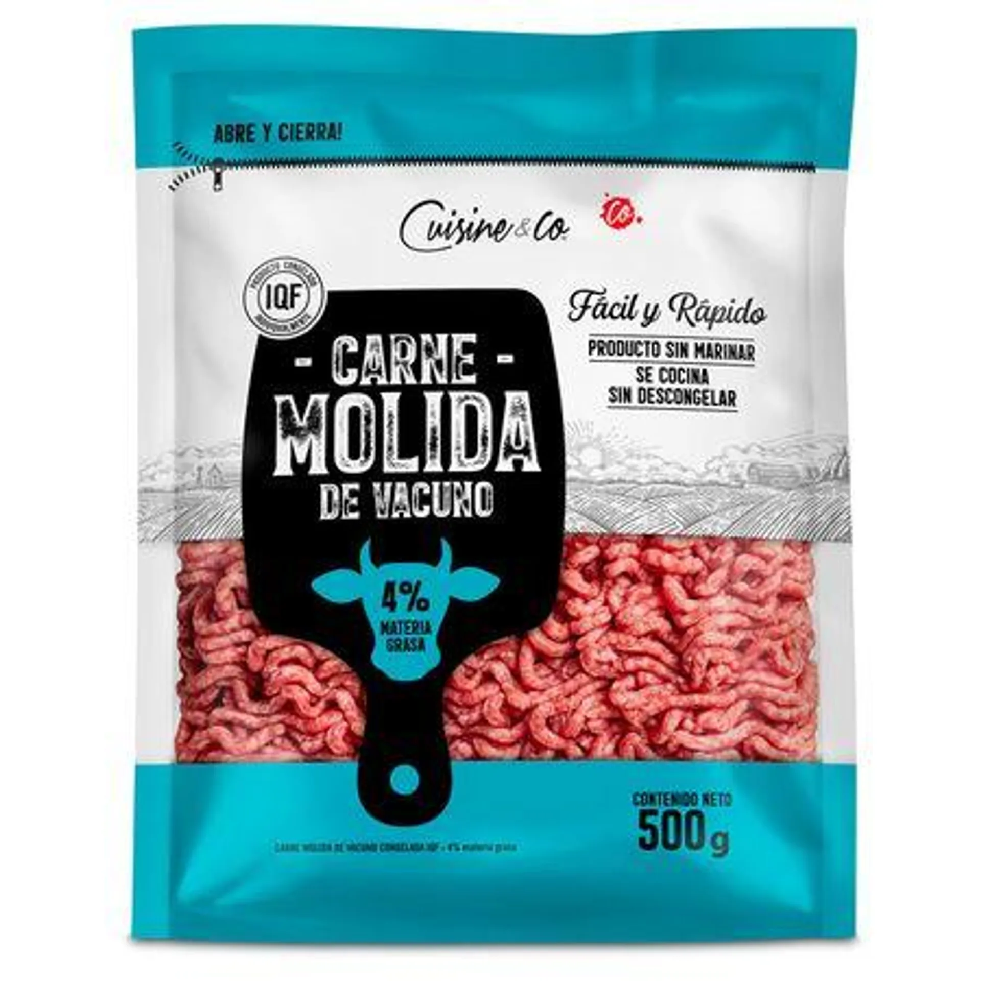 Carne Molida Vacuno Congelada 4% 500 g