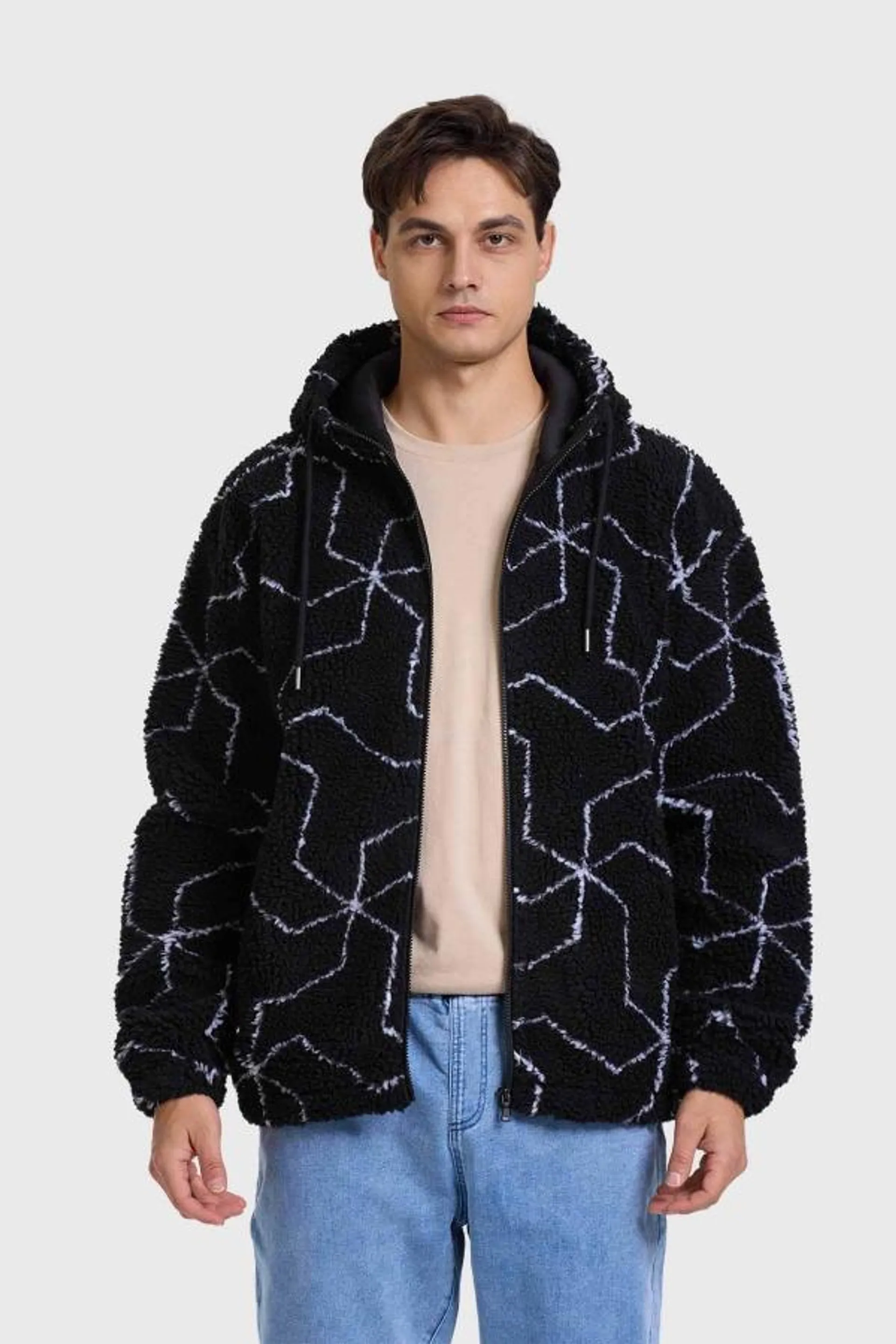 Polar hombre full zipper print negro