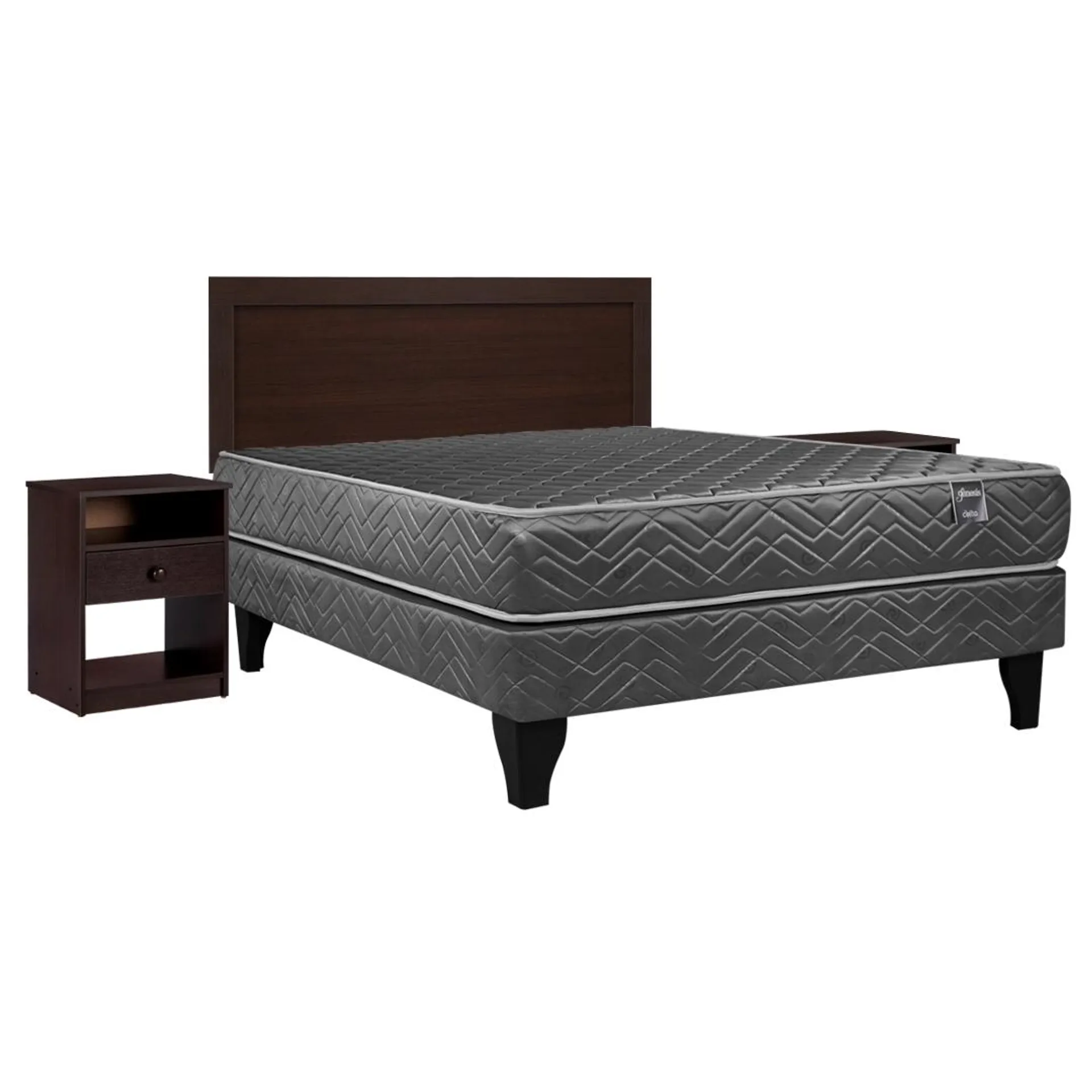 Cama Europea Génesis 2 Plazas Base Normal 150 x 190 cm + Set Pamplona