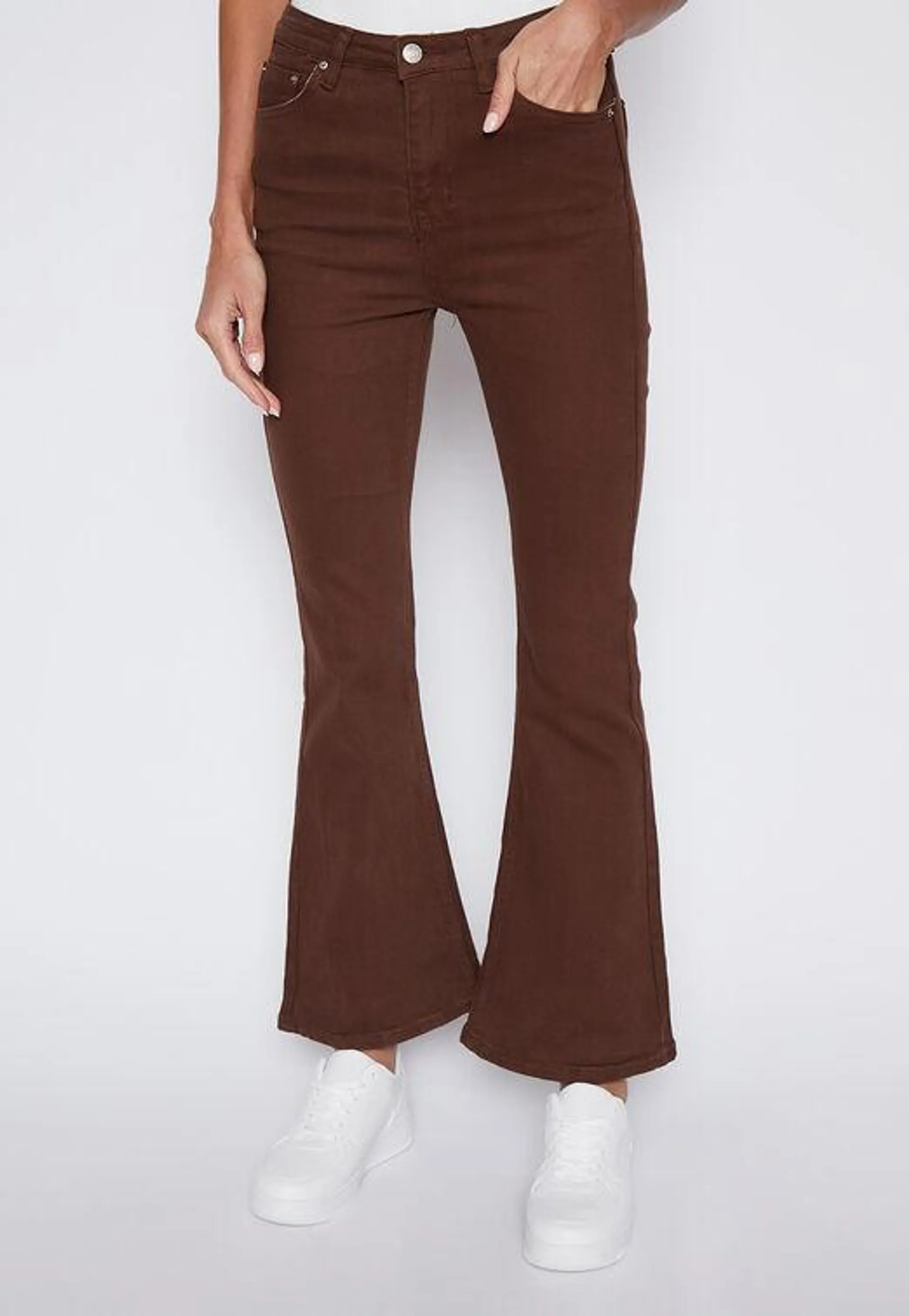 Pantalon Mujer Cafe Flare Family Shop