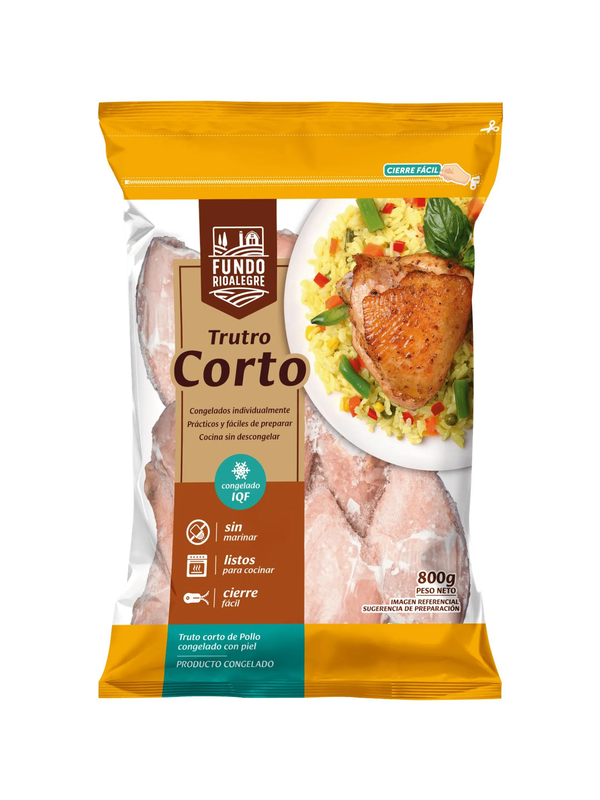 Trutro corto de pollo Fundo Río Alegre congelado bolsa 800 g