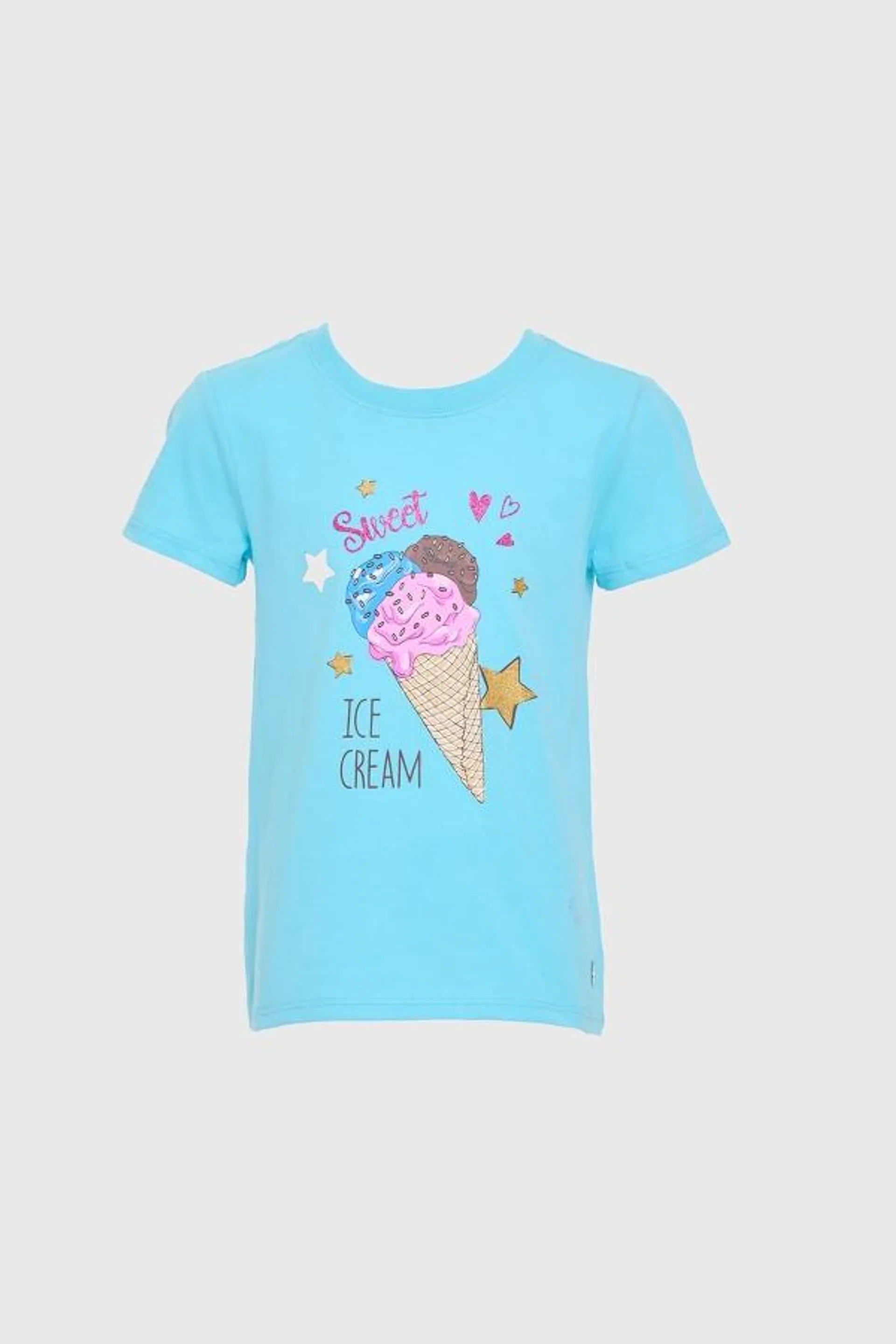 Polera niÑa print celeste