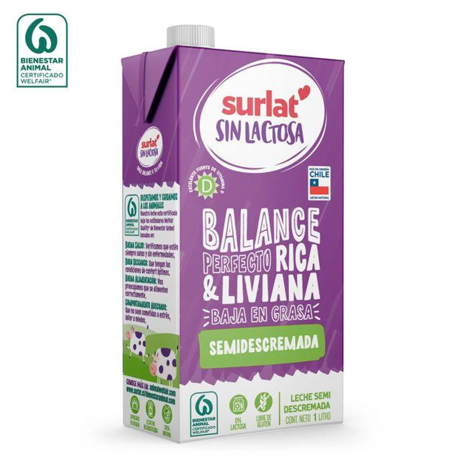 Leche Surlat Semidescremada Sin Lactosa 1 L