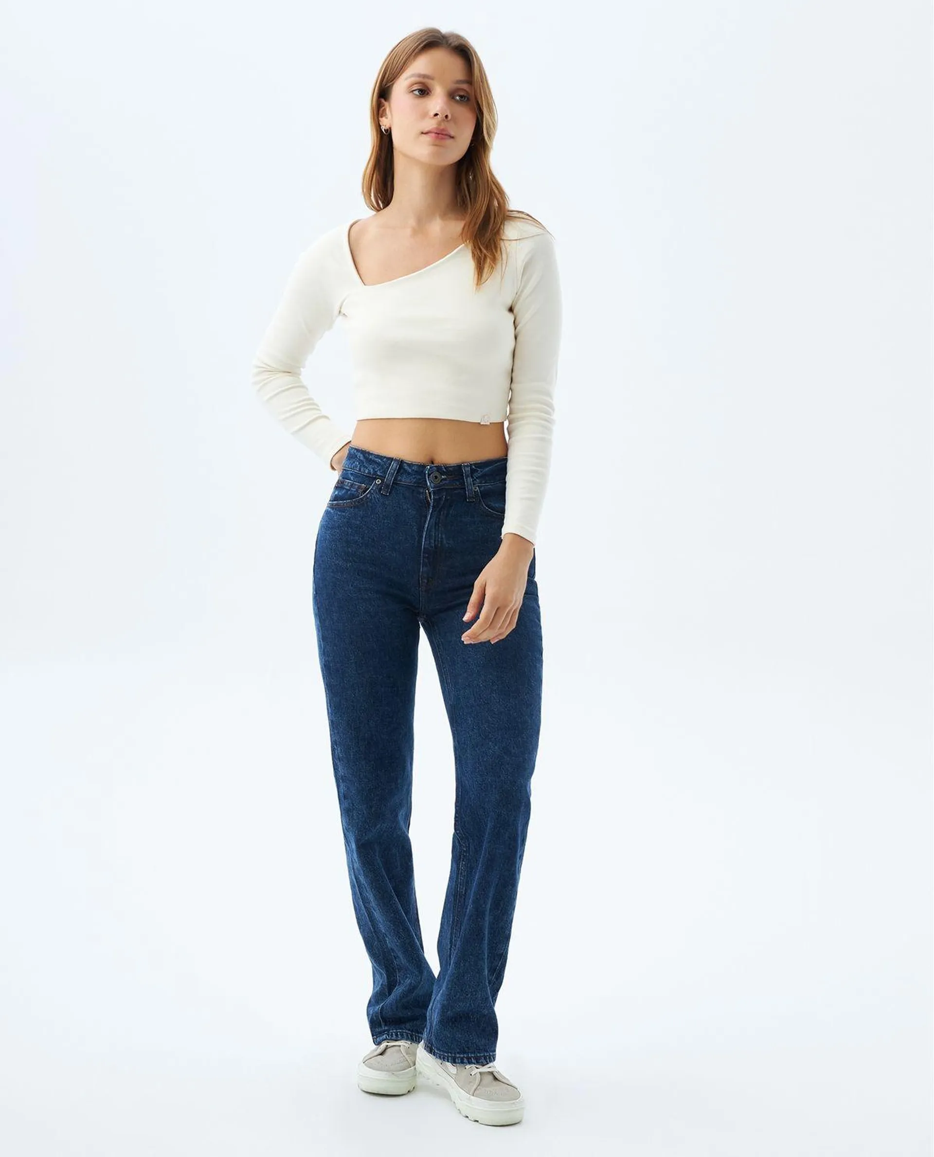 Jean Straight cinco bolsillos para mujer