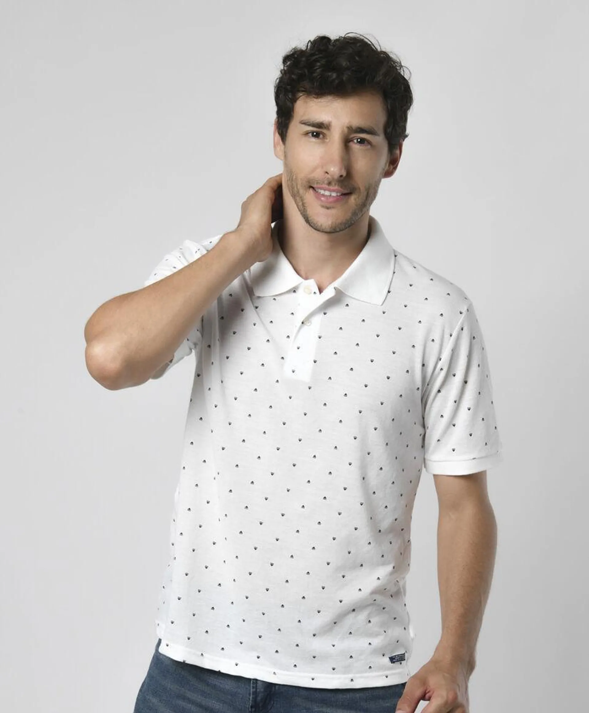 Pol polo print blanca