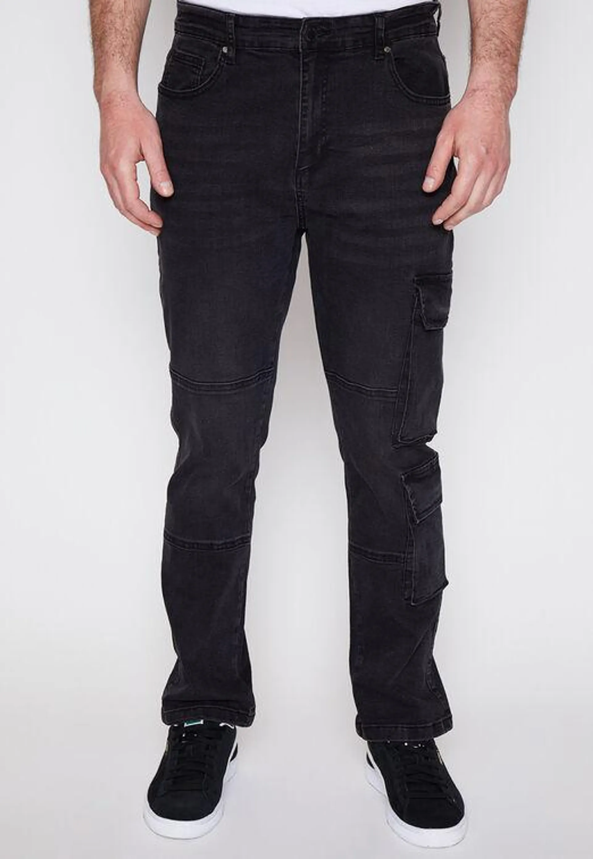 Jeans Hombre Negro Doble Cargo Family Shop