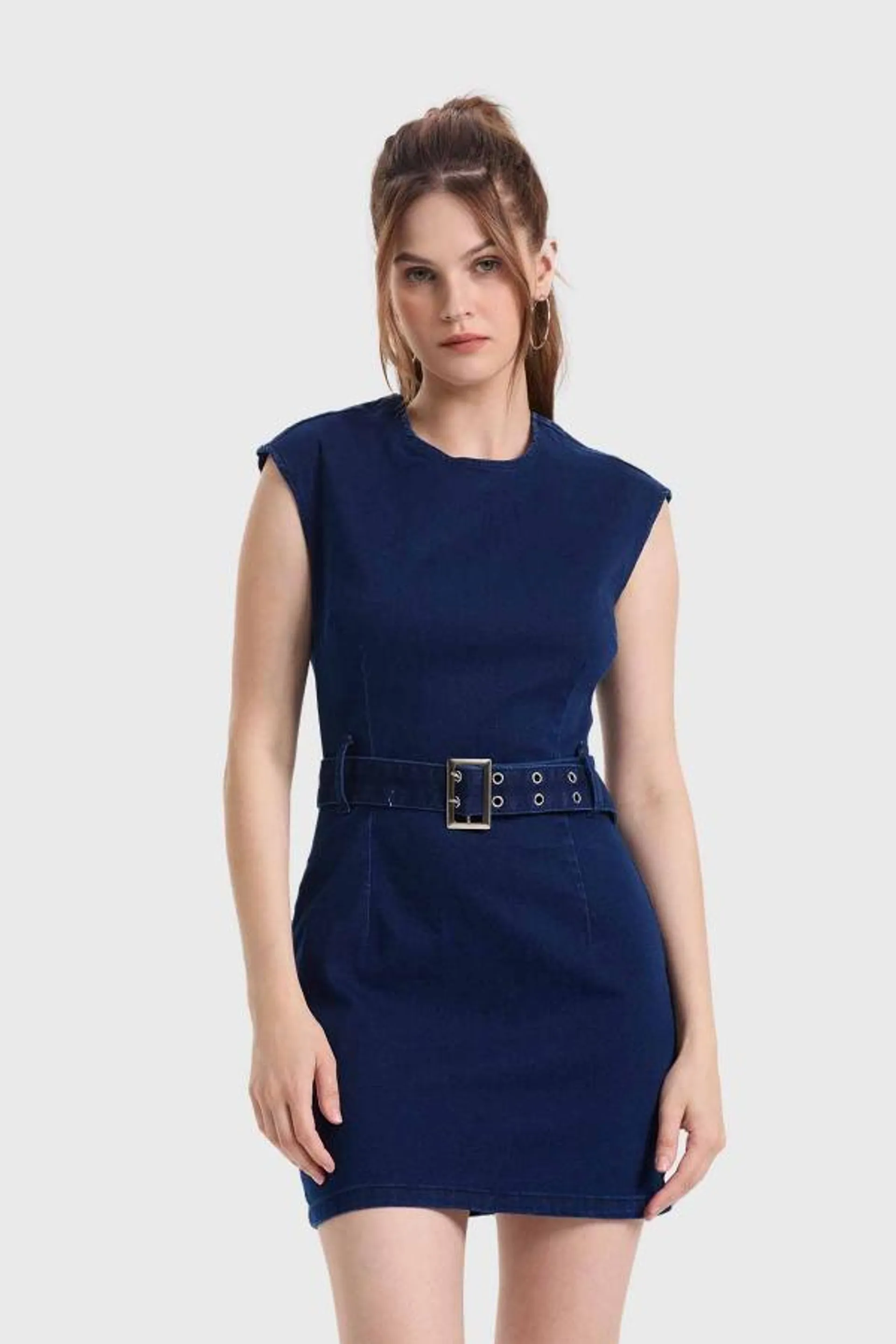 Vestido mujer mini denim azul oscuro