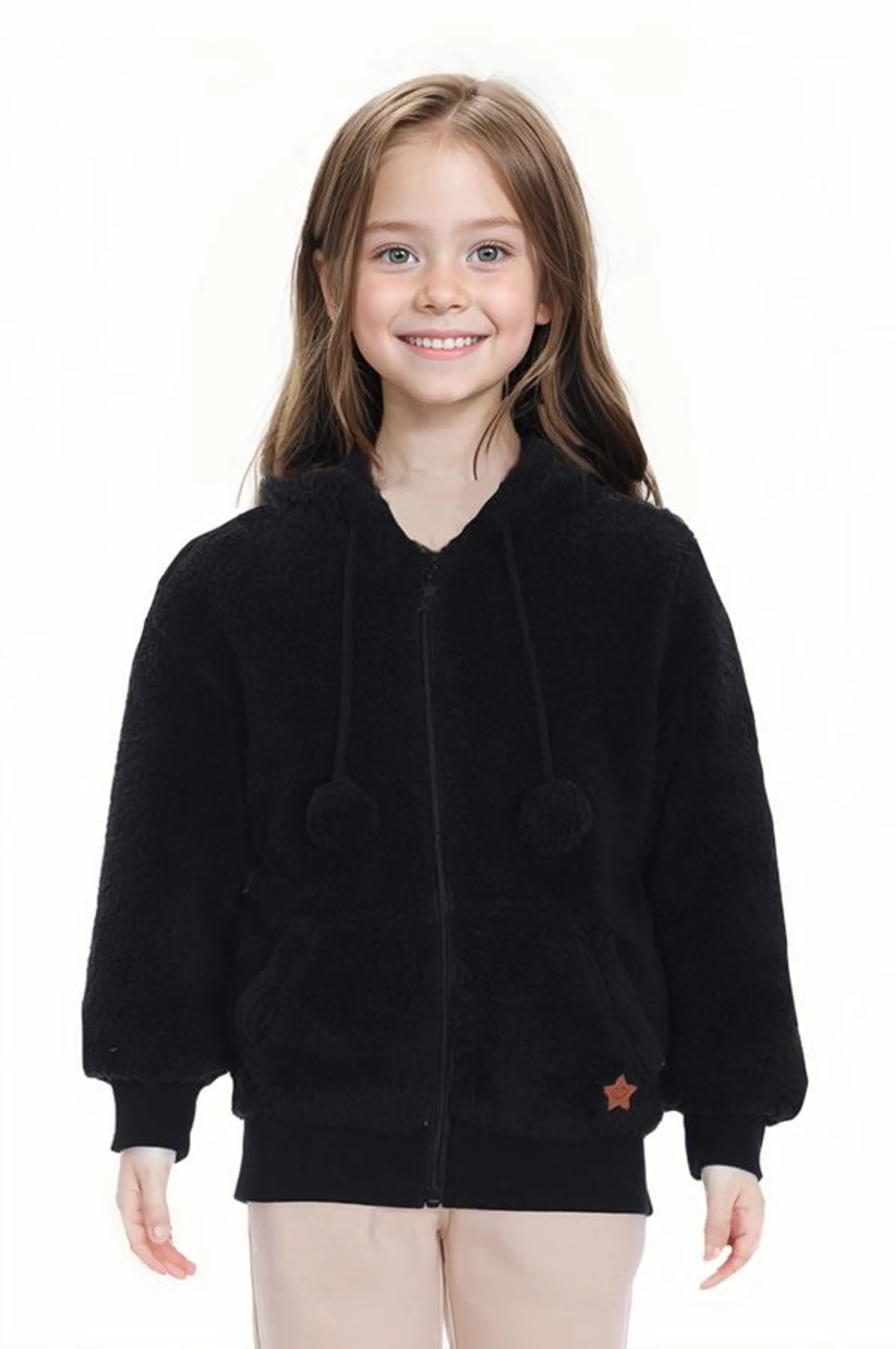 Polar niÑa peludo pompom negro