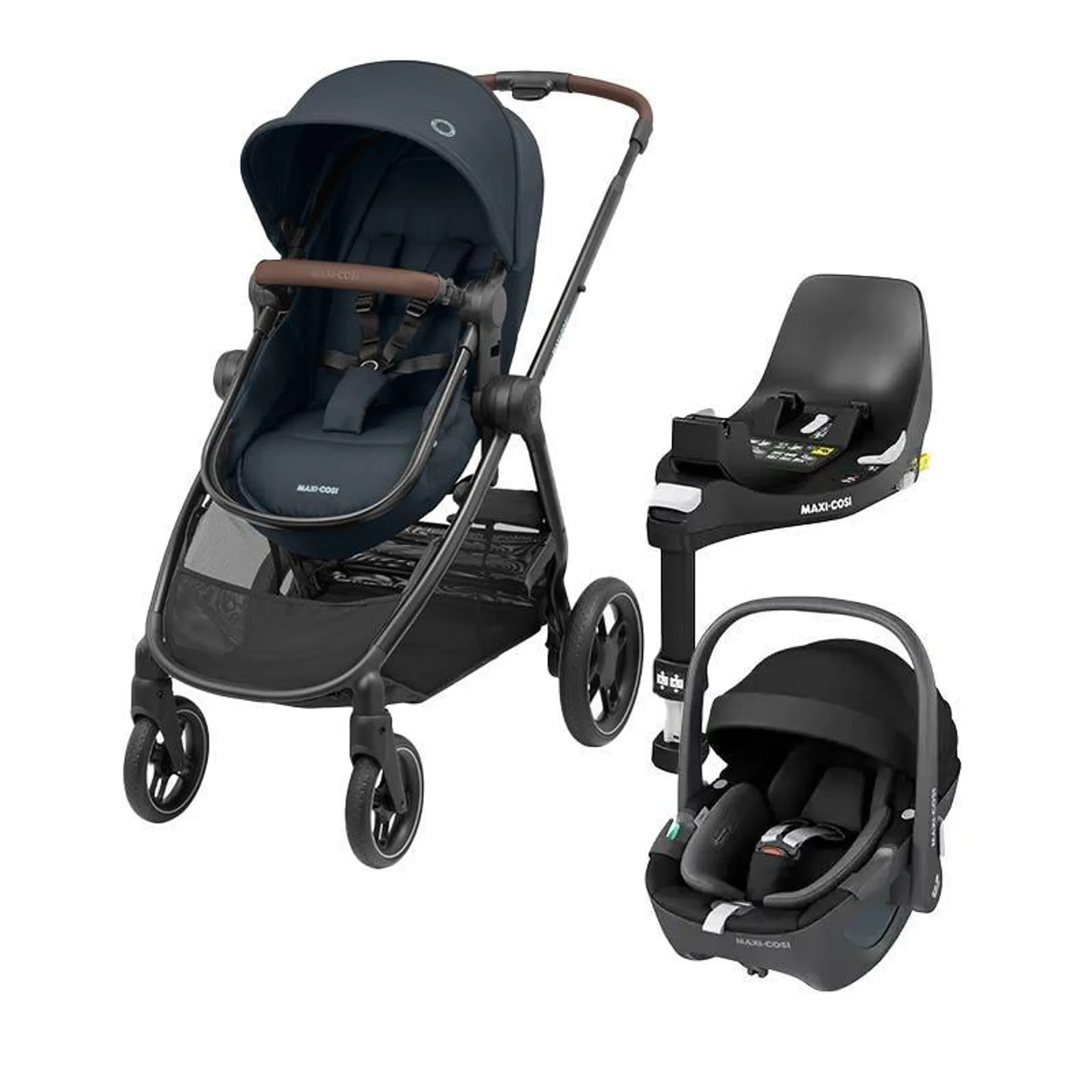 Coche Travel System Zelia 3 + Pebble 360° + Family Fix Essential Grey