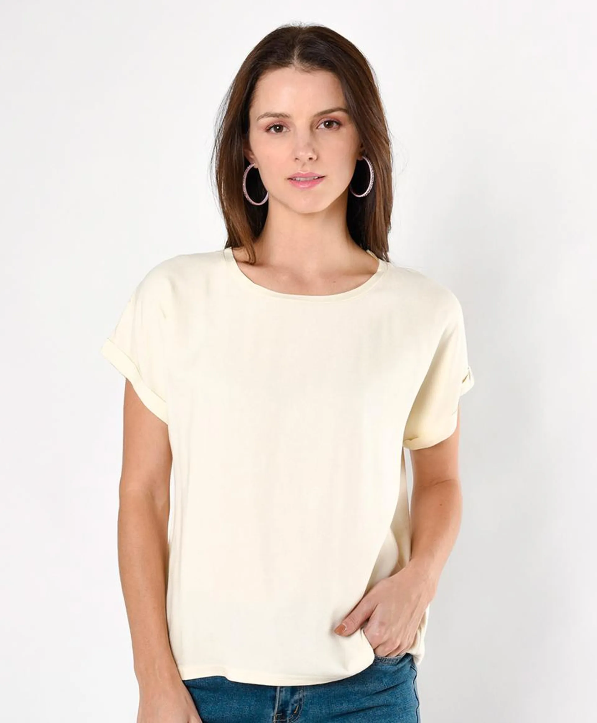 Polera mujer lisa beige