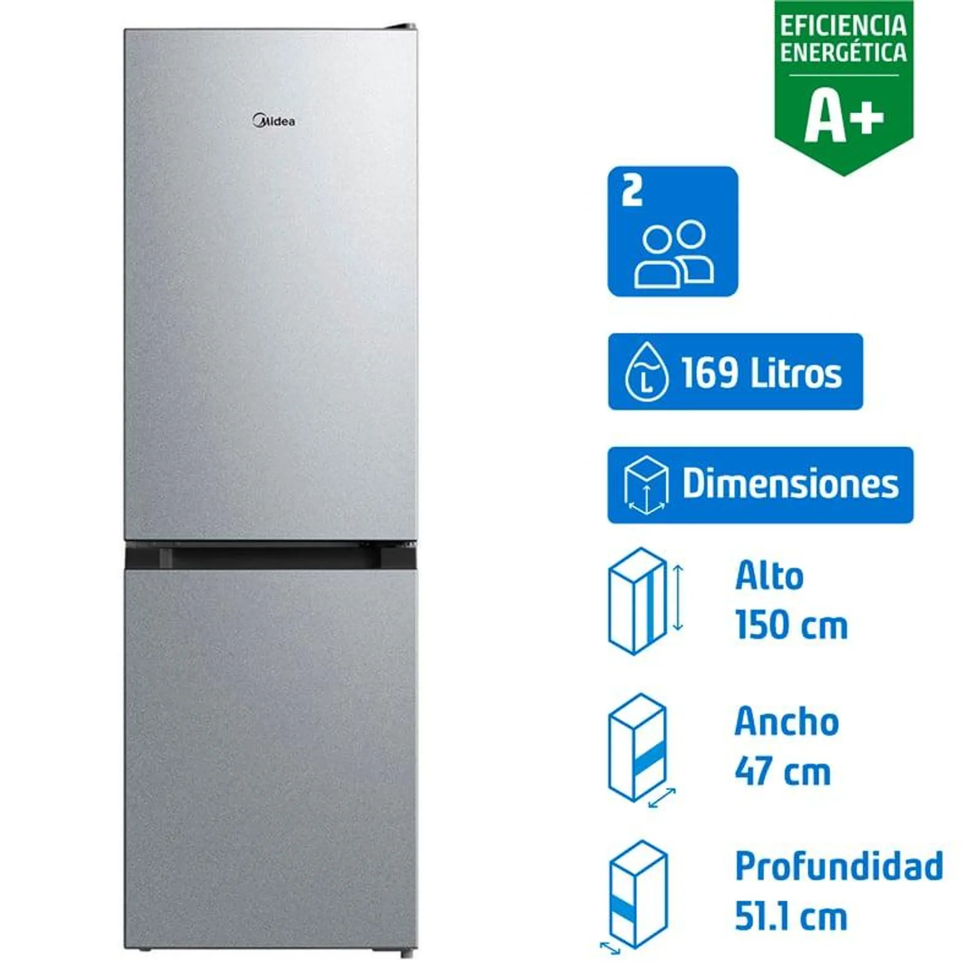 Refrigerador Bottom Freezer Frío Directo 169 Litros Silver MDRB241FGE50