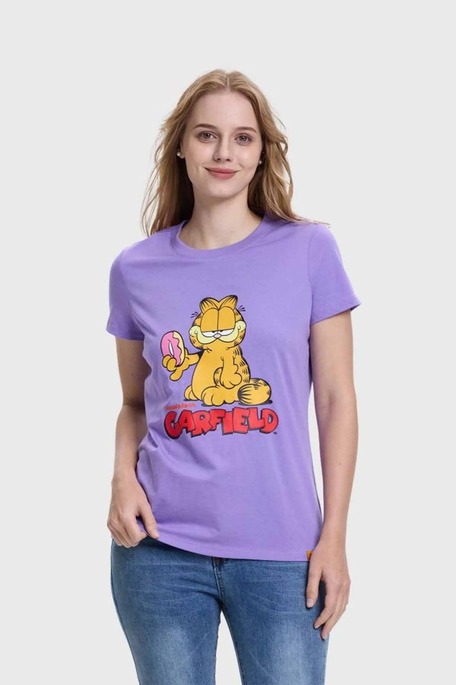 Polera mujer garfield morado