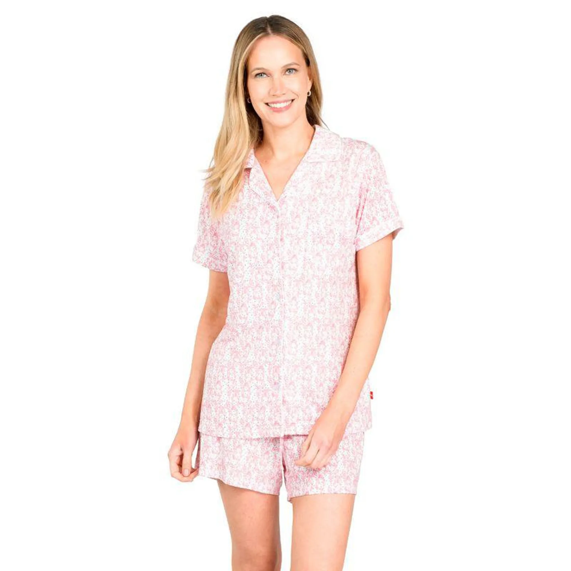 Pijama Corto Estilo Camisero Estampado Viscosa