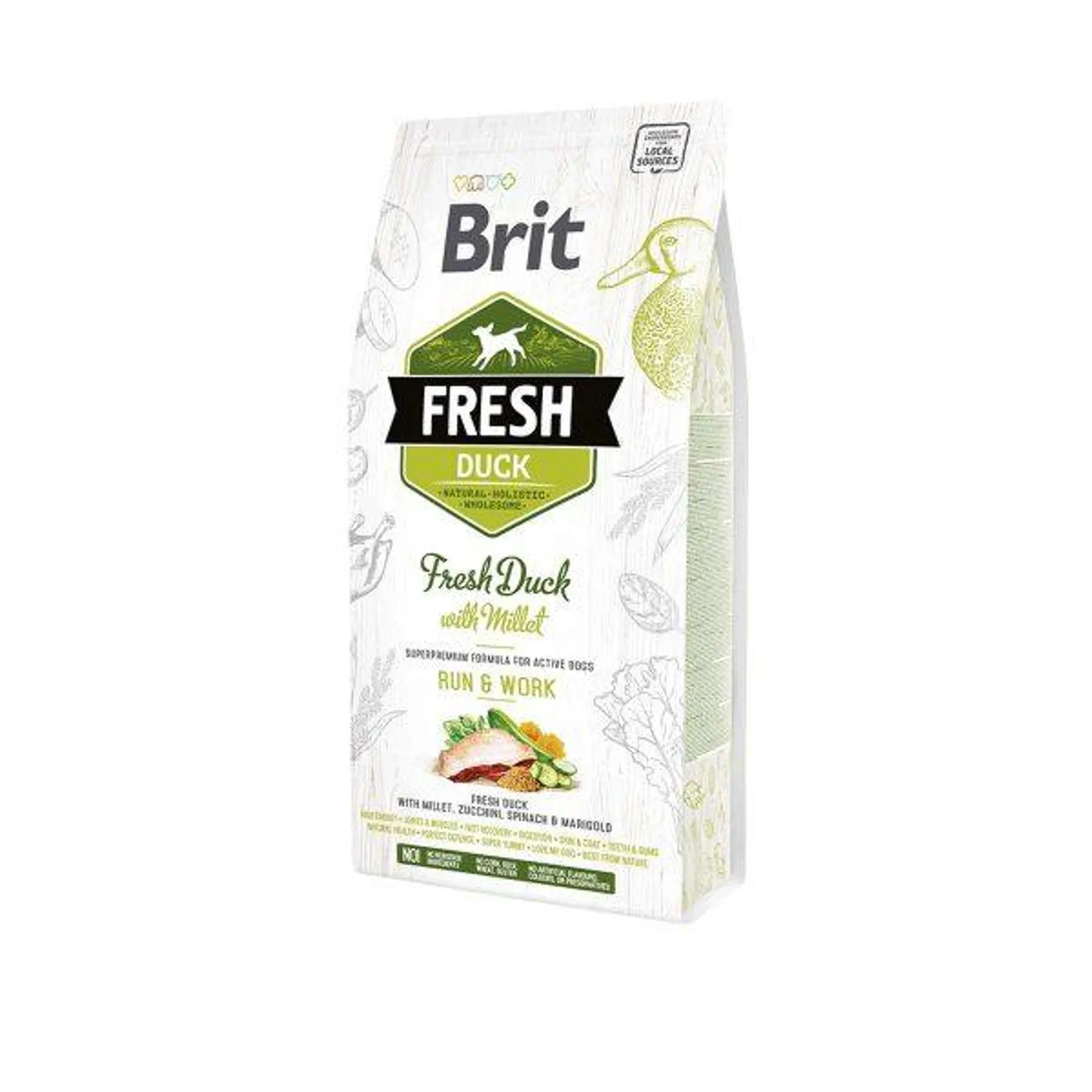 Brit Fresh Perro adulto Duck with Millet Activo Run & Work 12 Kgs