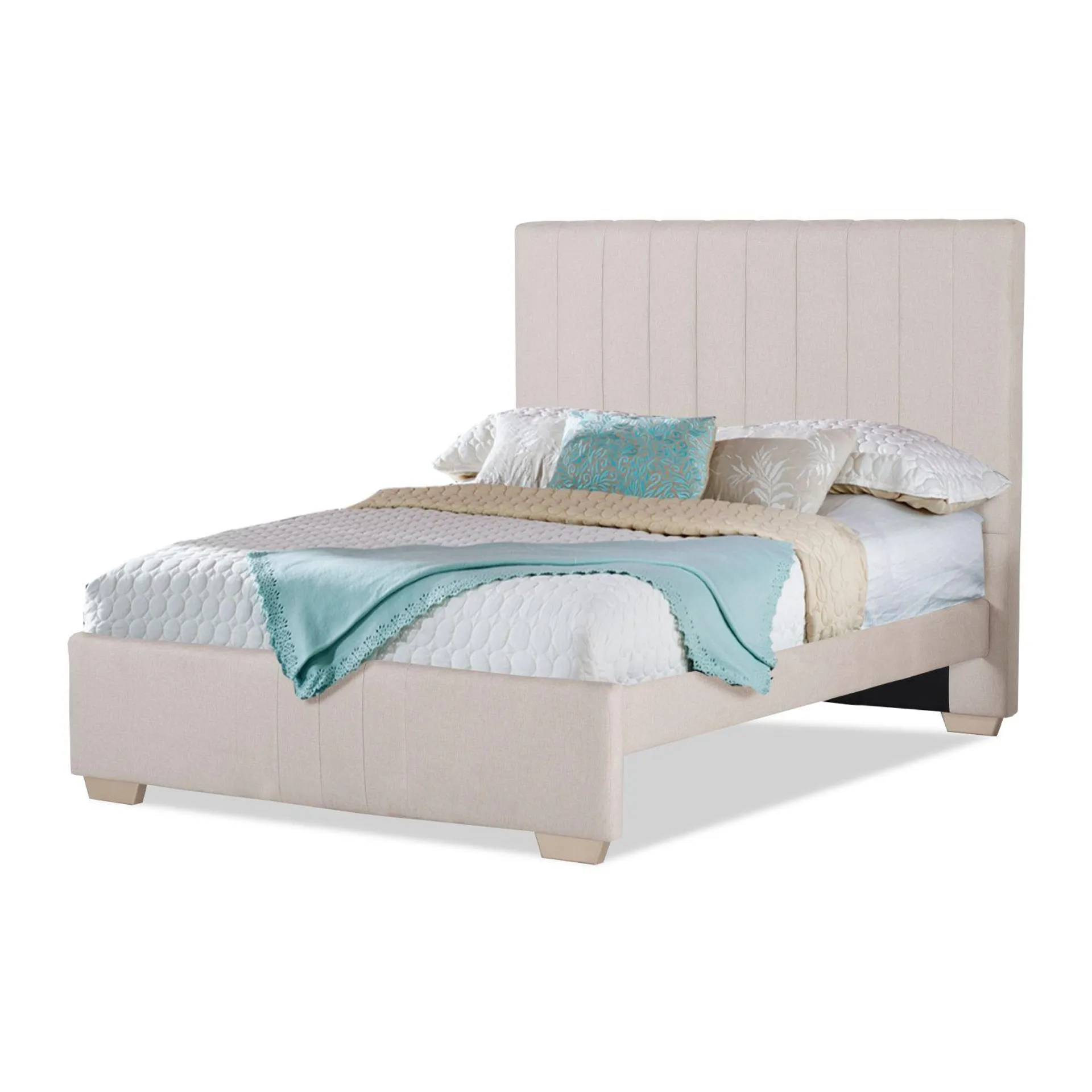 Cama Doble Megan Velvet Beige, Champaña