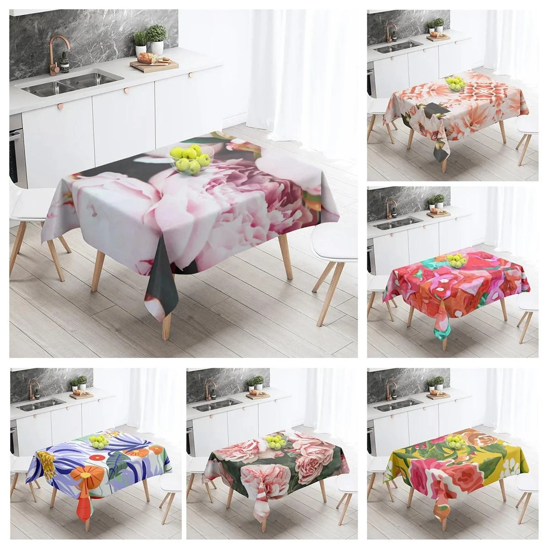 Home tablecloths for dining decoration and rectangular table accessories waterproof cloth Anti-stain restaurant abstract plant