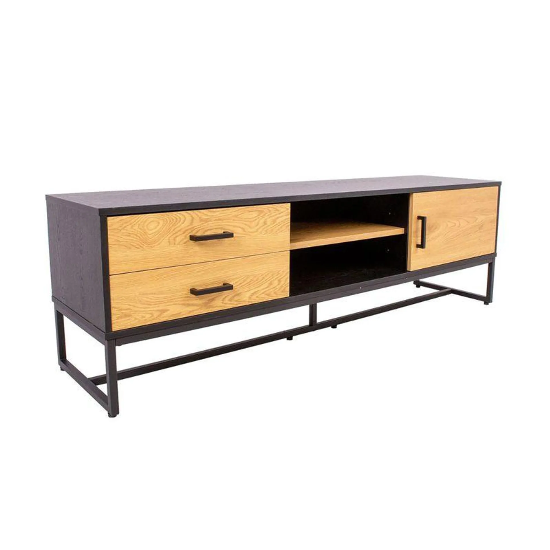 Carro Tv Lugano Mdf Natural/Negro Hasta 70"