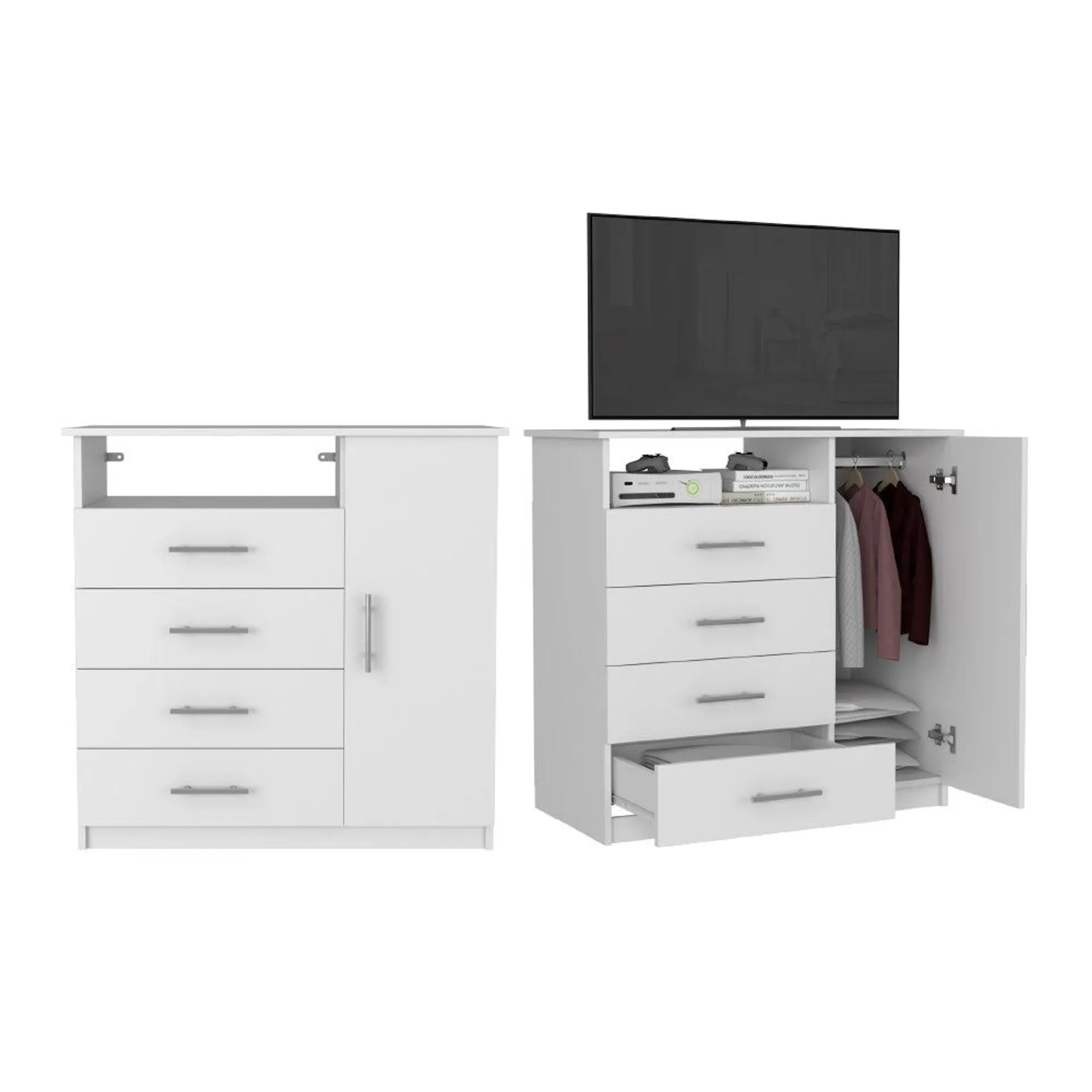 Organizador barlovento, blanco perla, con cuatro cajones deslizables zf x2