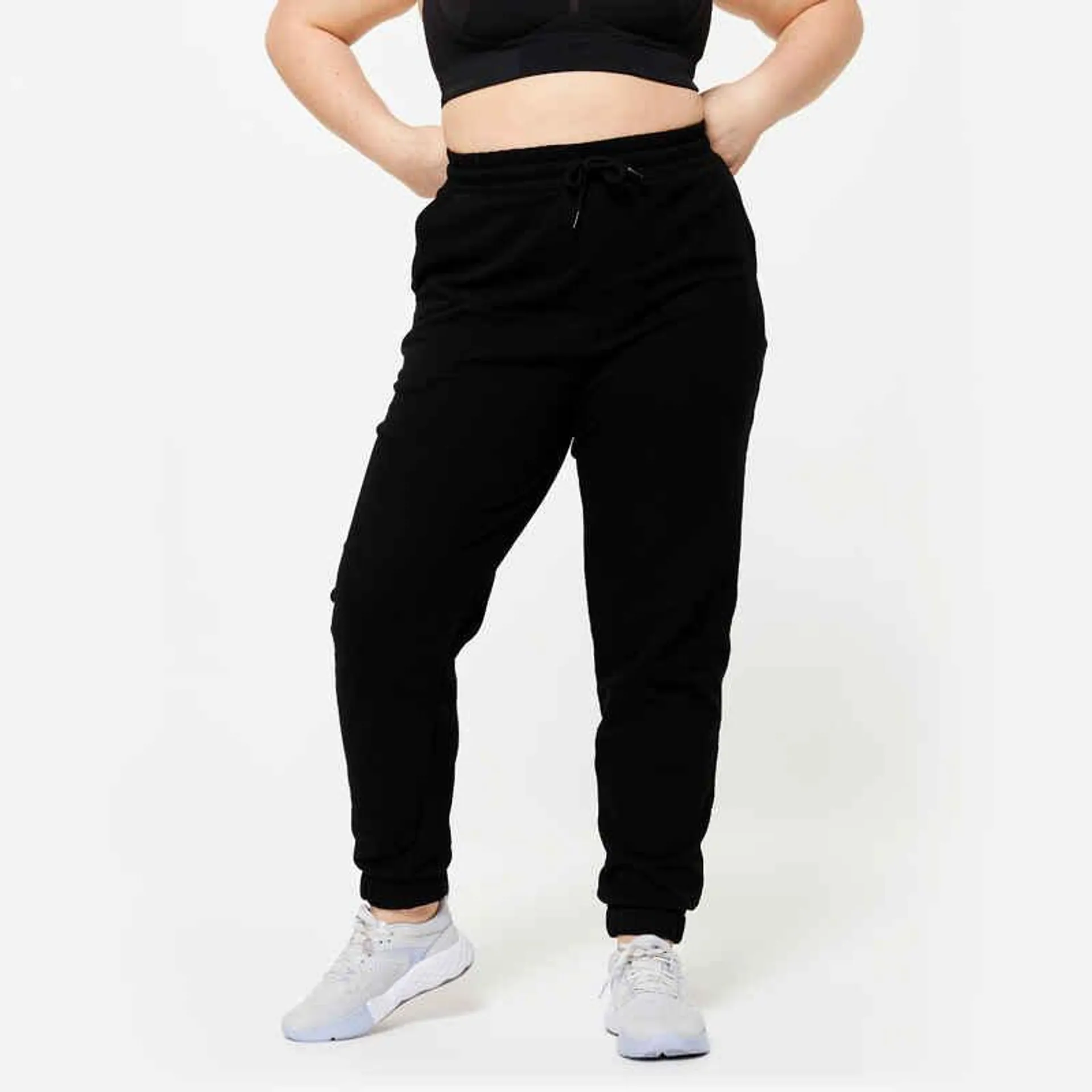 Pantalón jogger de fitness con bolsillos para Mujer Domyos 500 negro