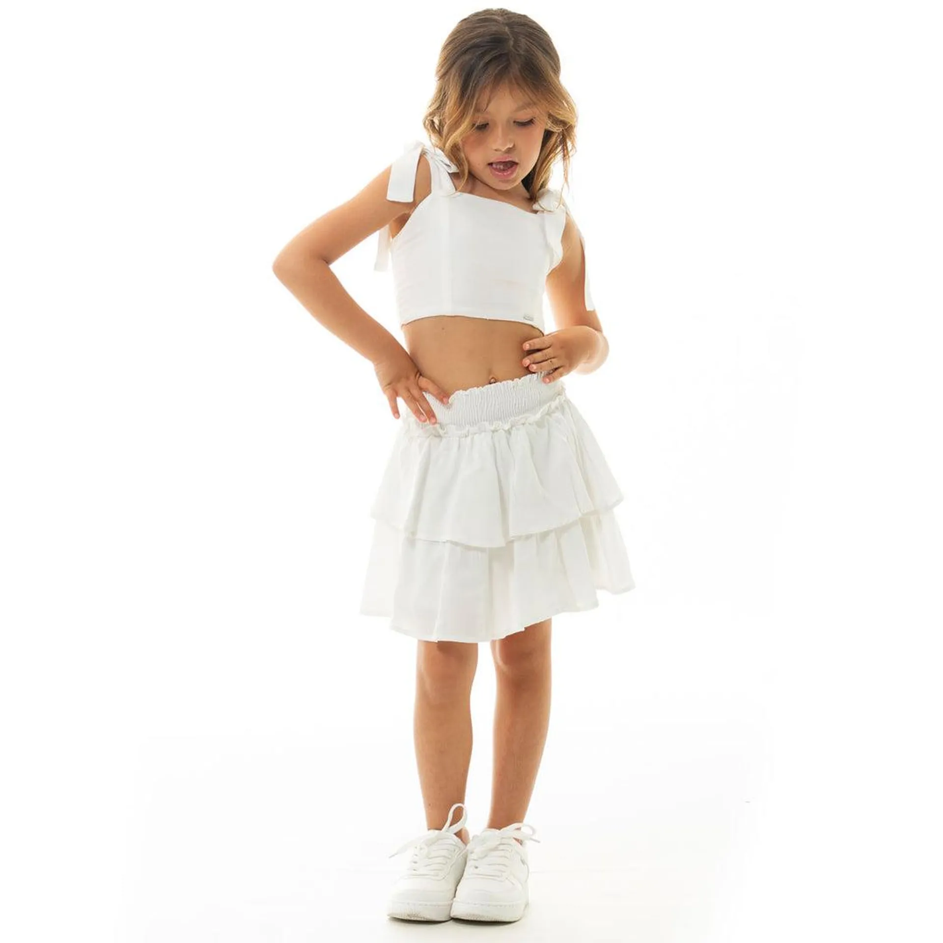 WHITE EYELET SKORT SET FOR GIRLS