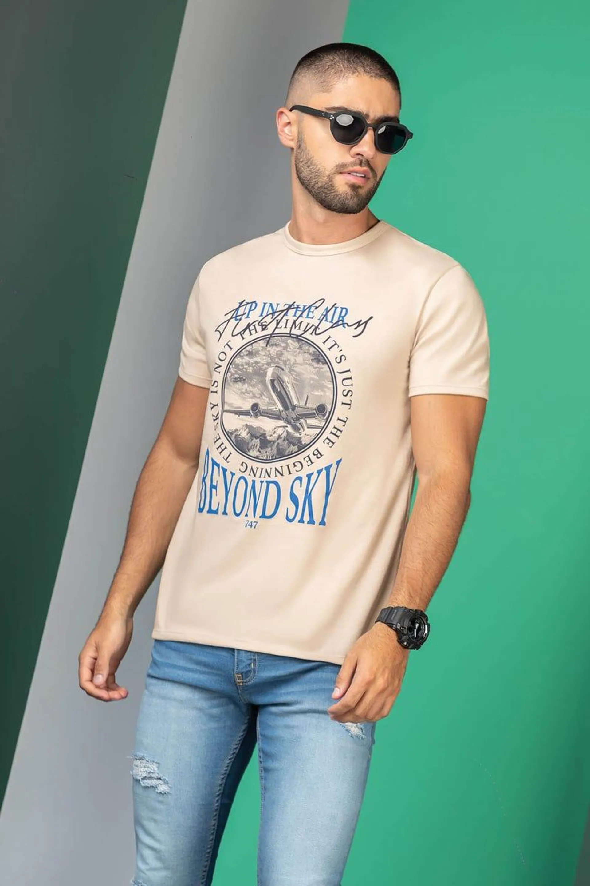 CAMISETA MANGA CORTA beige