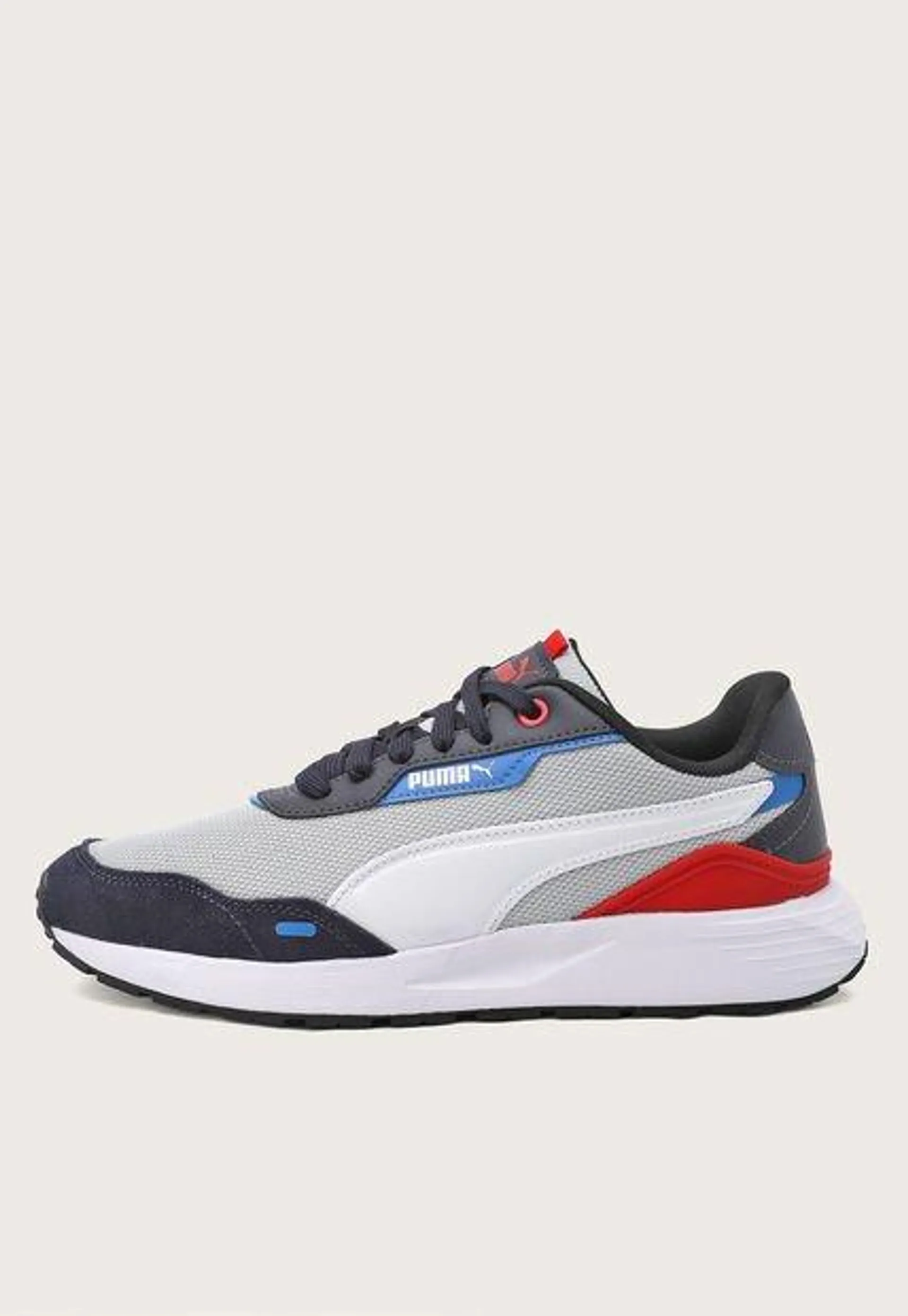 Tenis Lifestyle Gris-Blanco-Azul Navy Puma Runtamed Plus