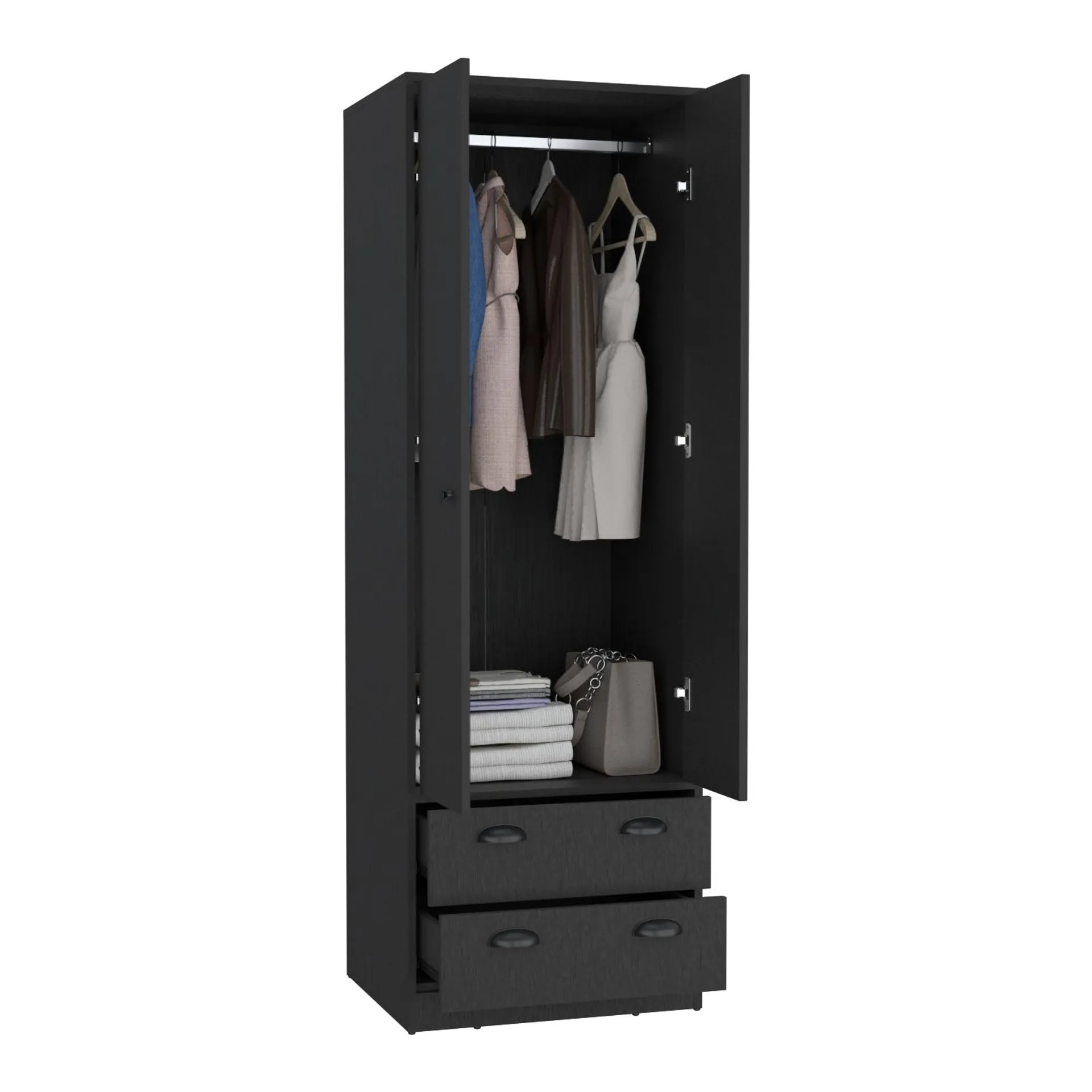 Closet dulis, wengue, con dos puertas batientes y dos cajones zf
