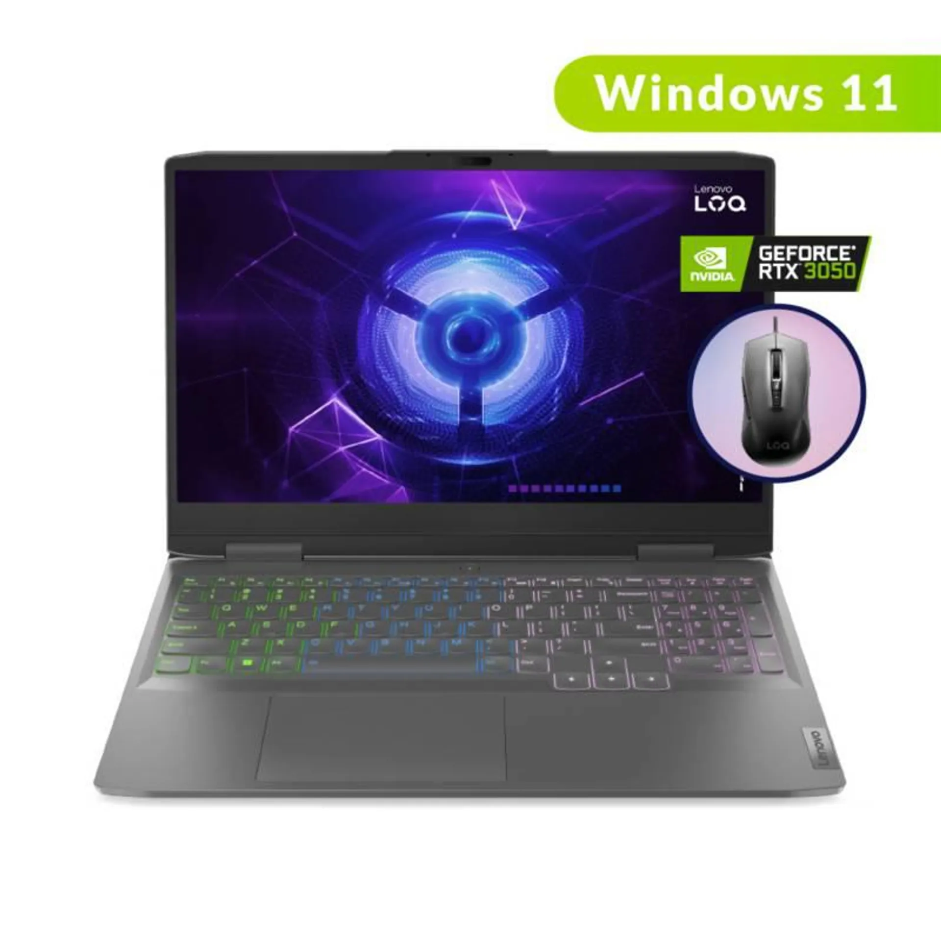 Portátil Gamer Lenovo LOQ | Geforce RTX 3050 |Intel Core i5 Serie H | 8GB de RAM | 512GB SSD de Almacenamiento | Windows 11 | Pantalla de 15.6 pulgadas | LOQ | Computador Portátil