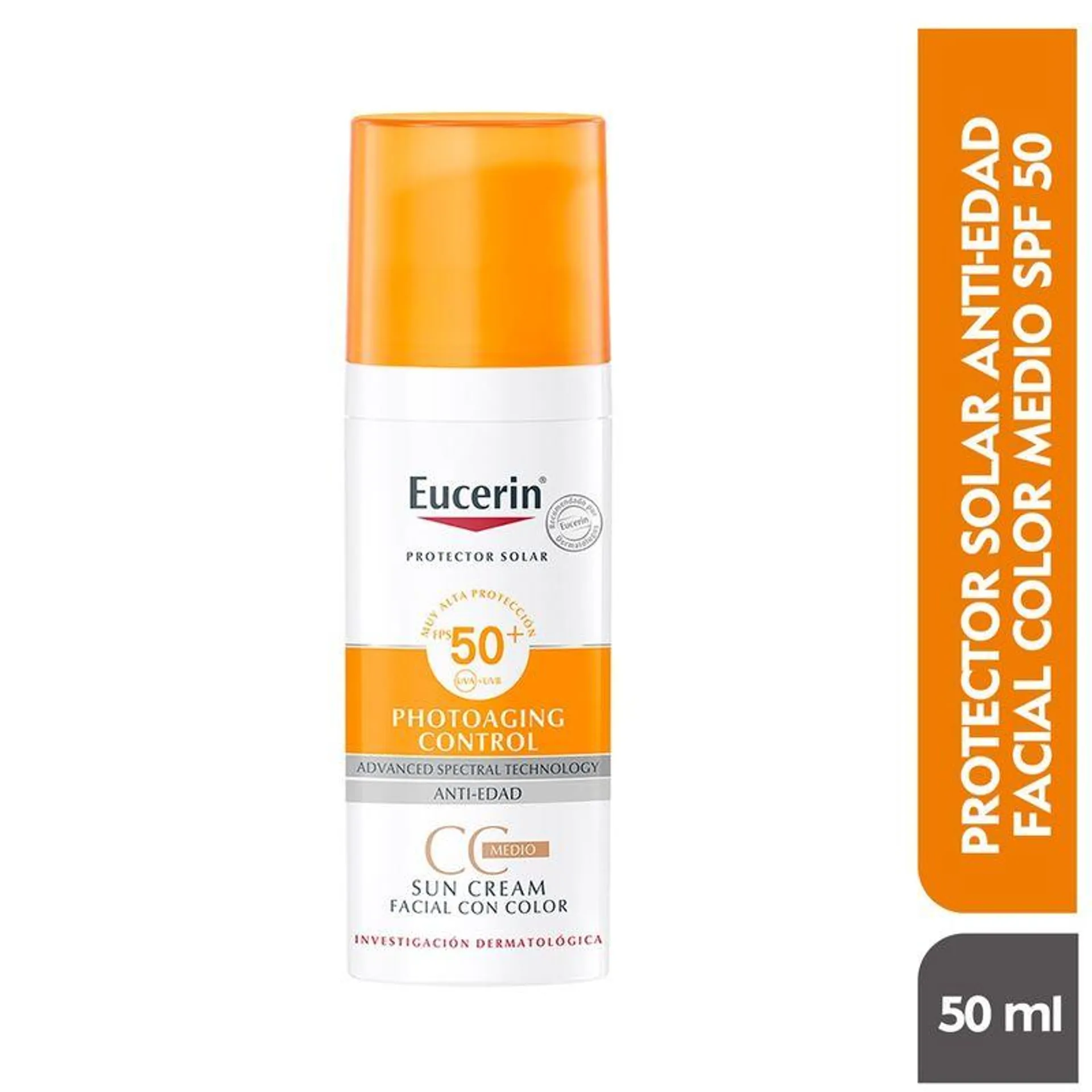 Protector Solar Eucerin Sun Crema Con Color Spf50 X 50Ml