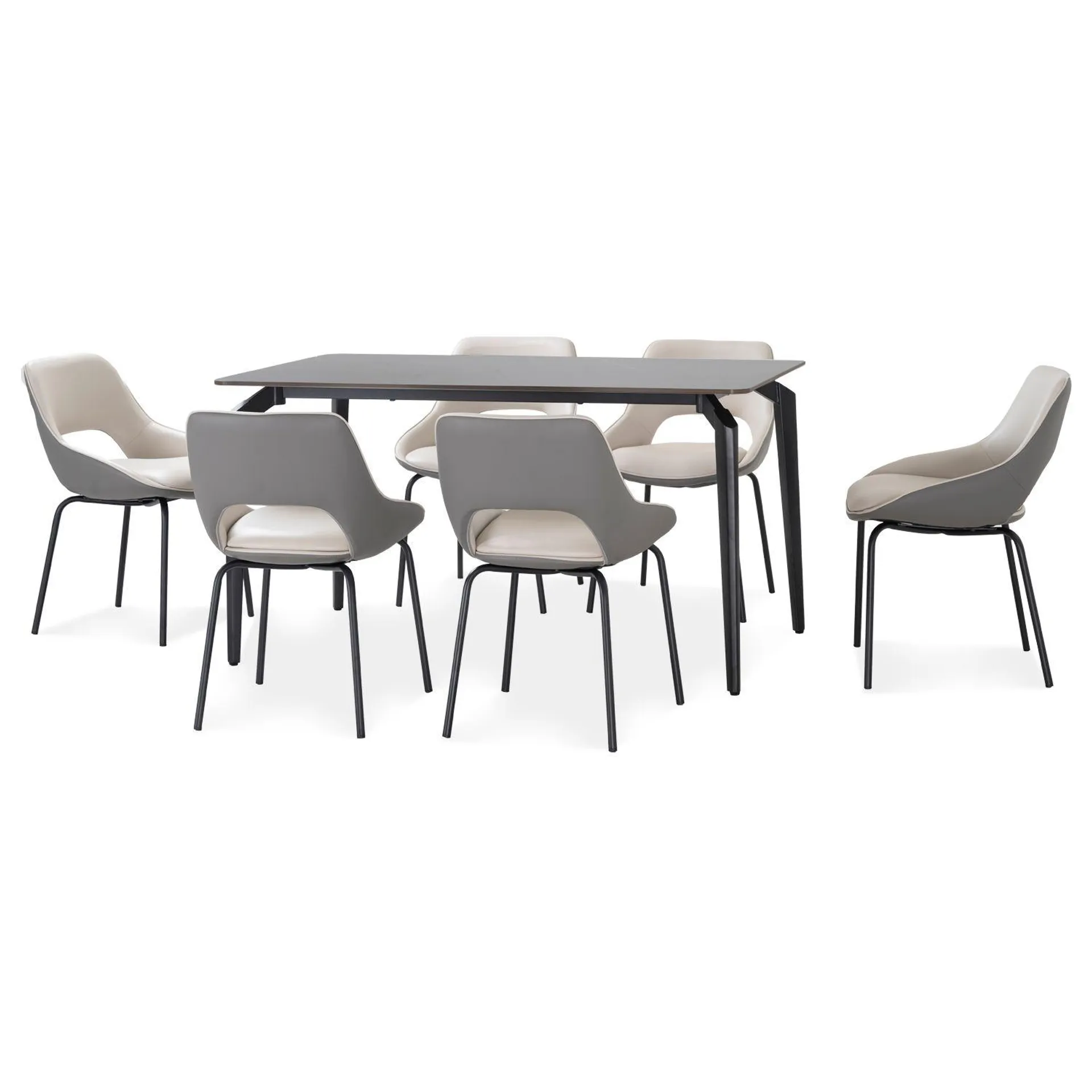 Comedor 6 Puestos Torino Suede Gris