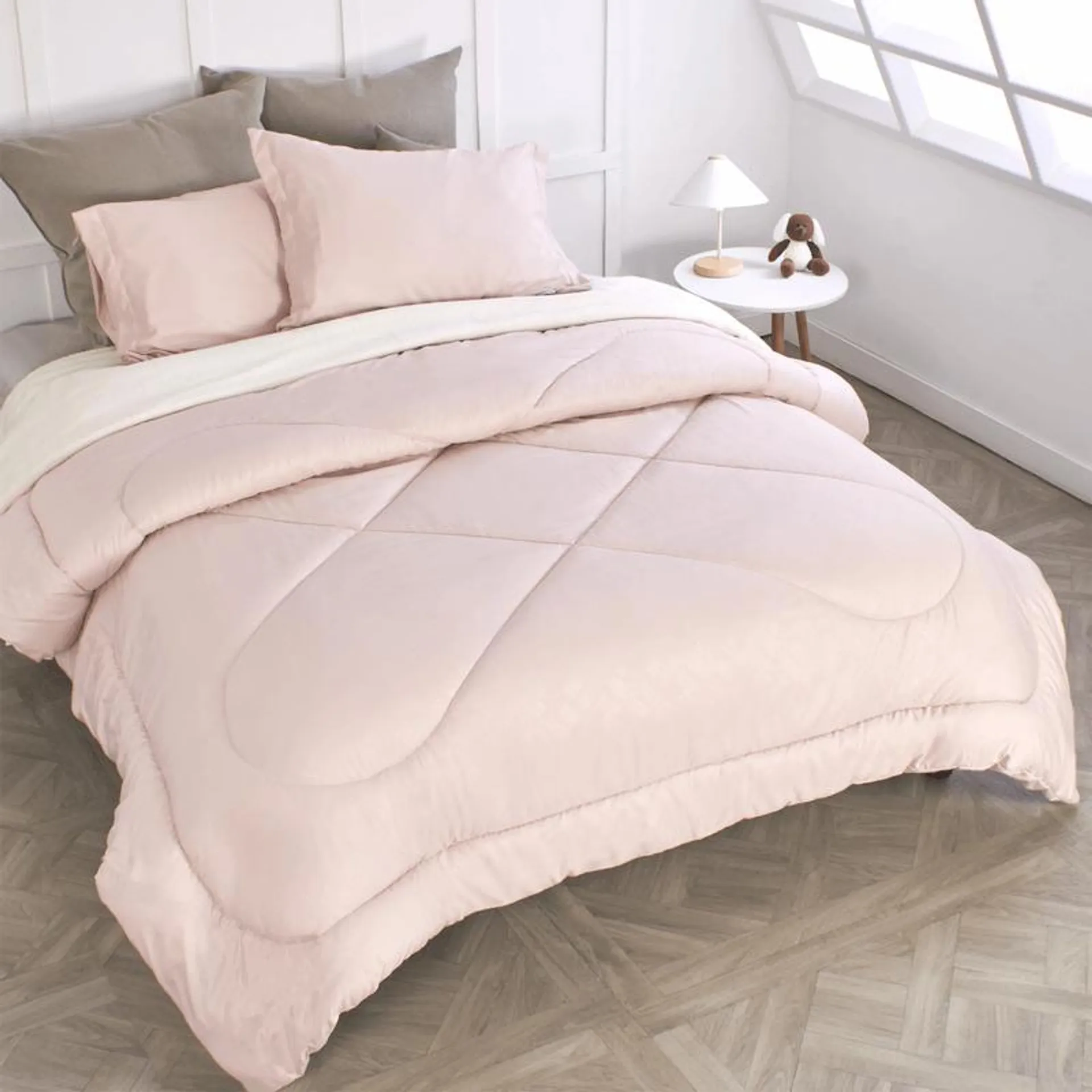 Plumón más fundón de almohada embosado rosa loto fh