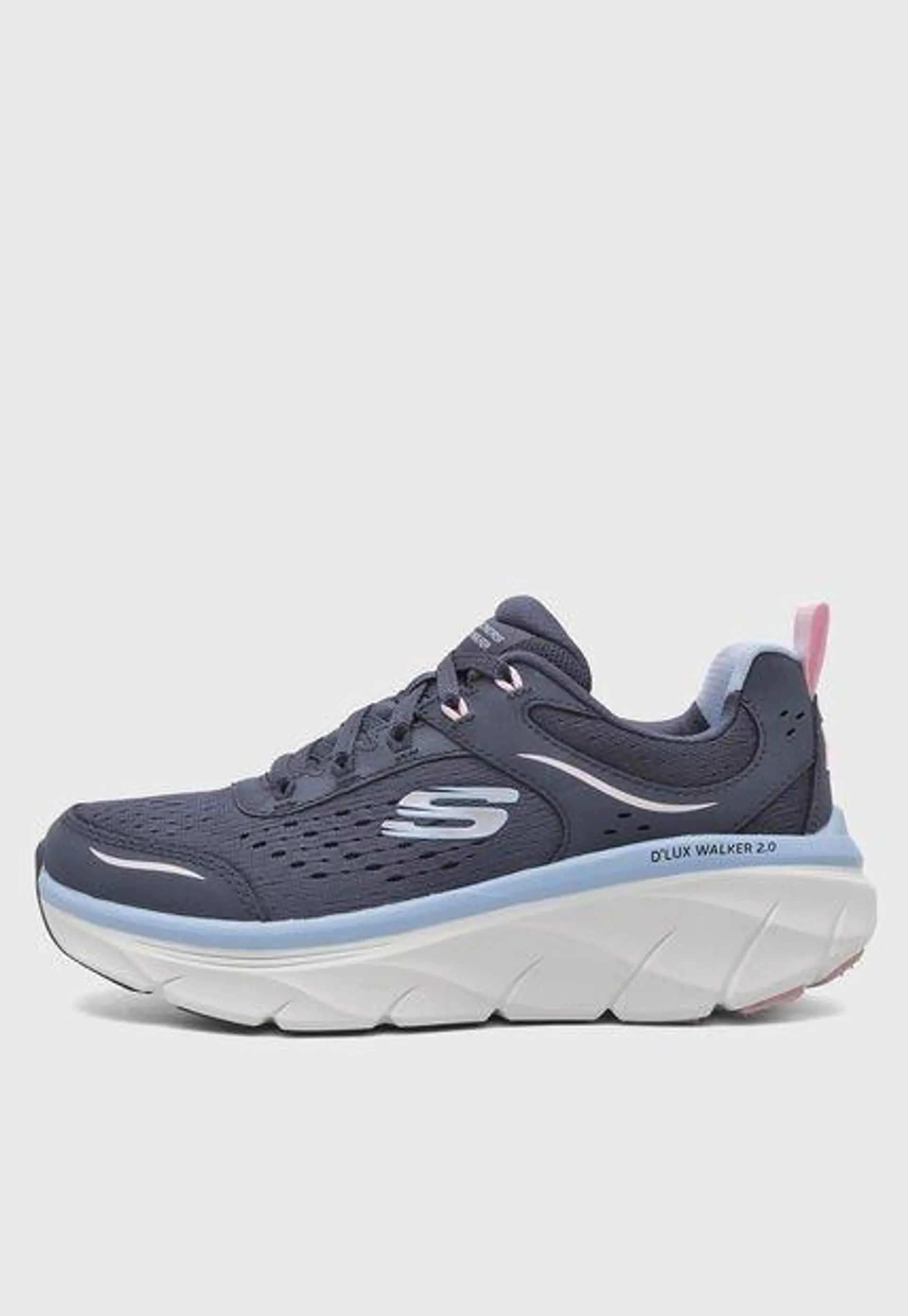 Tenis Walking Azul Navy-Blanco-Rosa SKECHERS D'Lux Walker 2,0