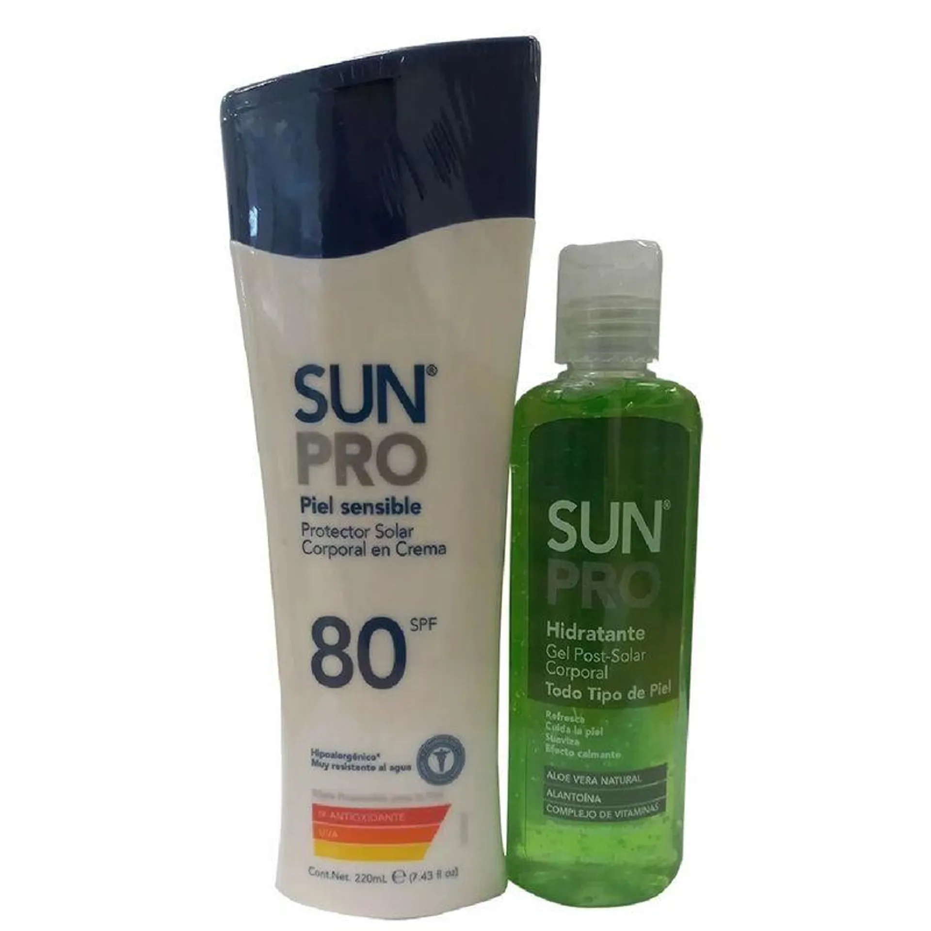 OFERTA PROTECTOR SOLAR SUNPRO SPF80 PIEL SENSIBLE X 220 ML + GEL POST