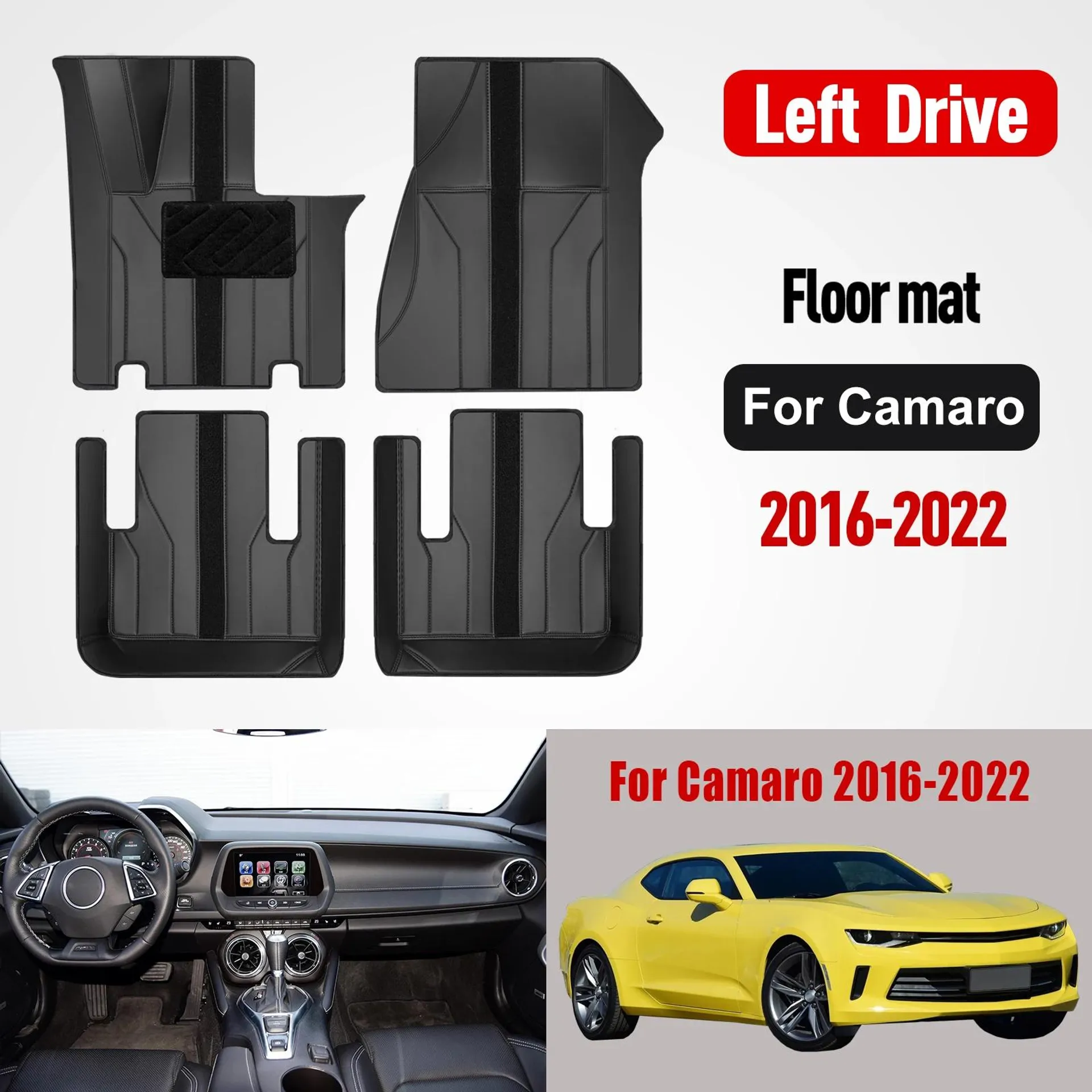 custom car floor mat PU Leather For Camaro 2016-2022 Non-Slip Durable Carpet Easy Clean and Wear-Resistant Floor Mat