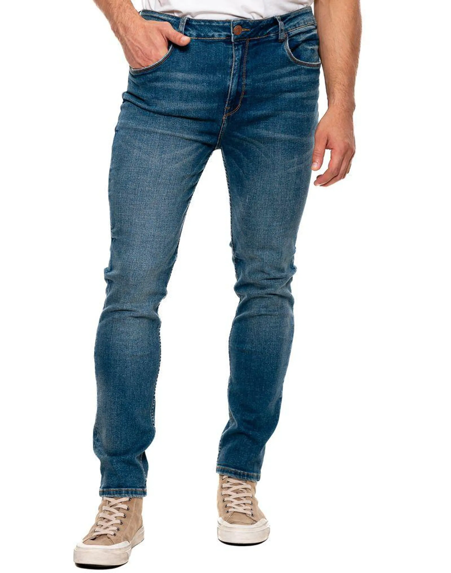 Jeans Slim Fit Medium Waist Con Lavado Dirty