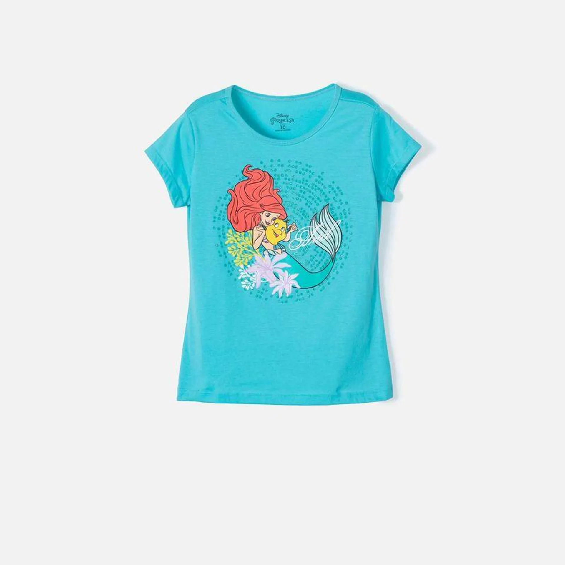 Camiseta de La Sirenita azul manga corta para niña