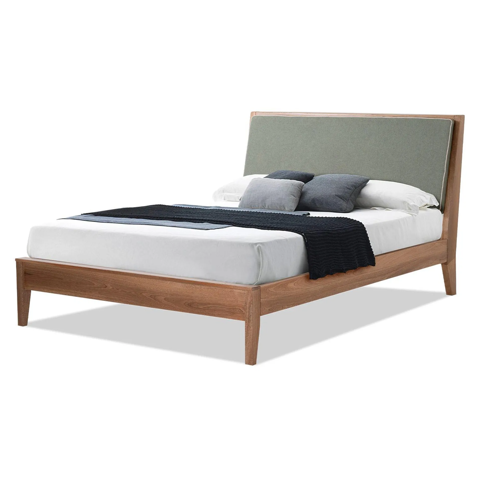 Cama Doble Dalton Lino Verde Oliva, Natural