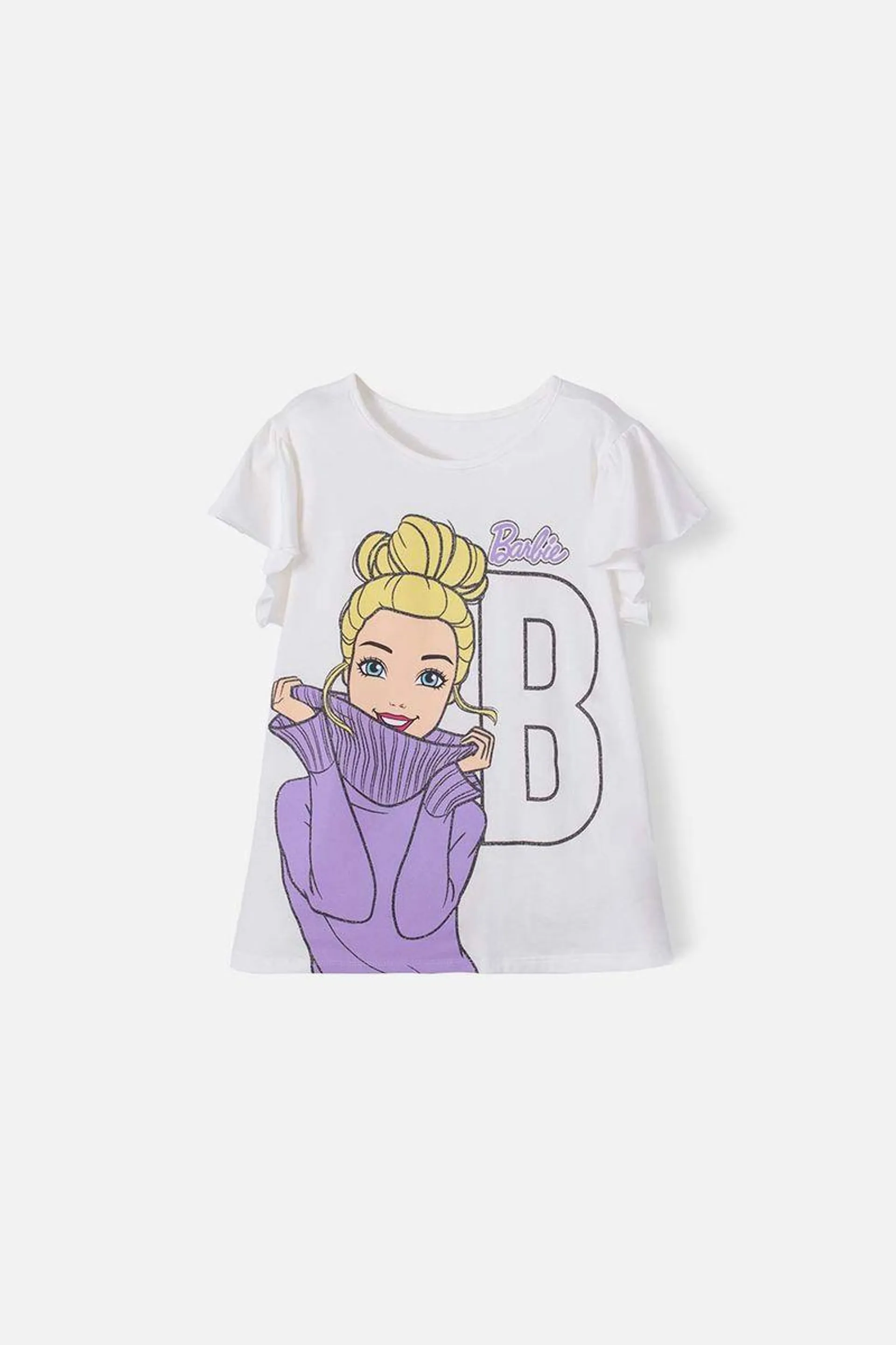 Camiseta de Barbie marfil con bolero en manga para niña