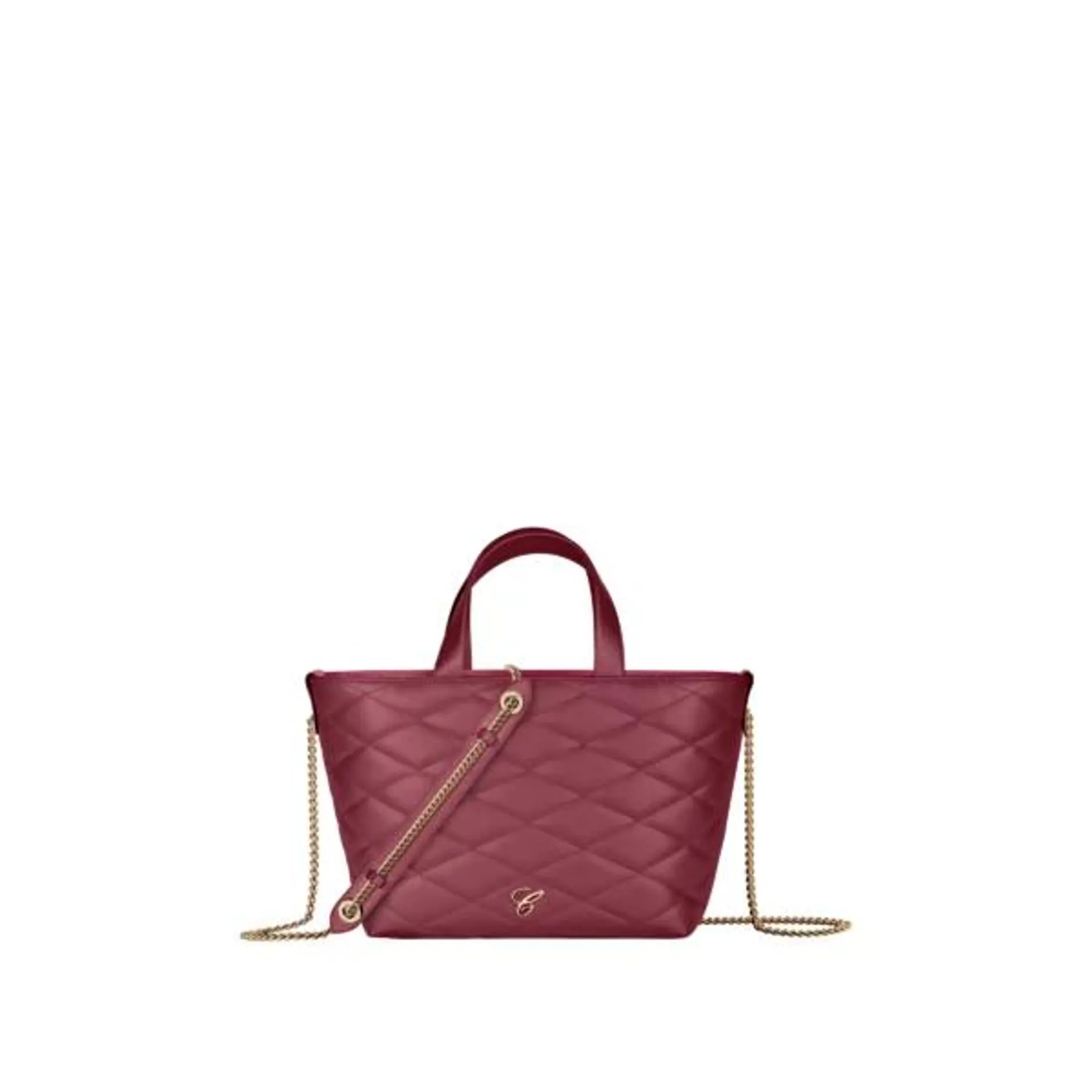 Cartera “mini tote” chopard Happy Hearts cuero acolchado vinotinto