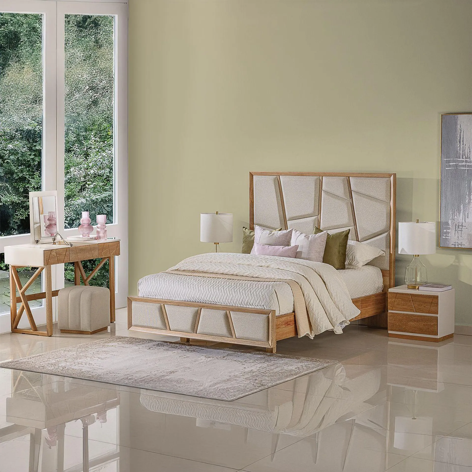 Cama Doble Vitta Eurolino Beige, Natural