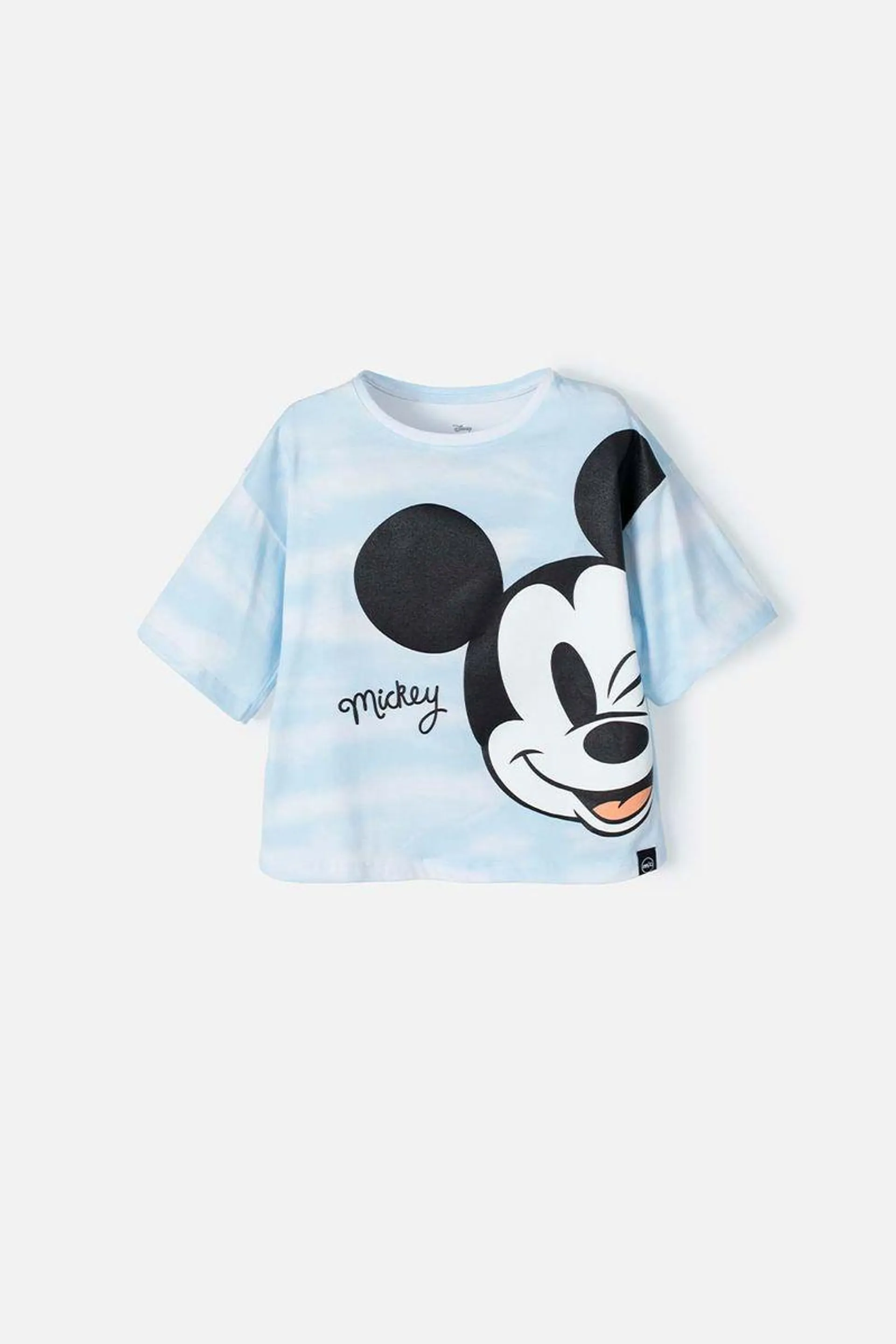 Camiseta de Mickey Mouse manga corta azul para niña