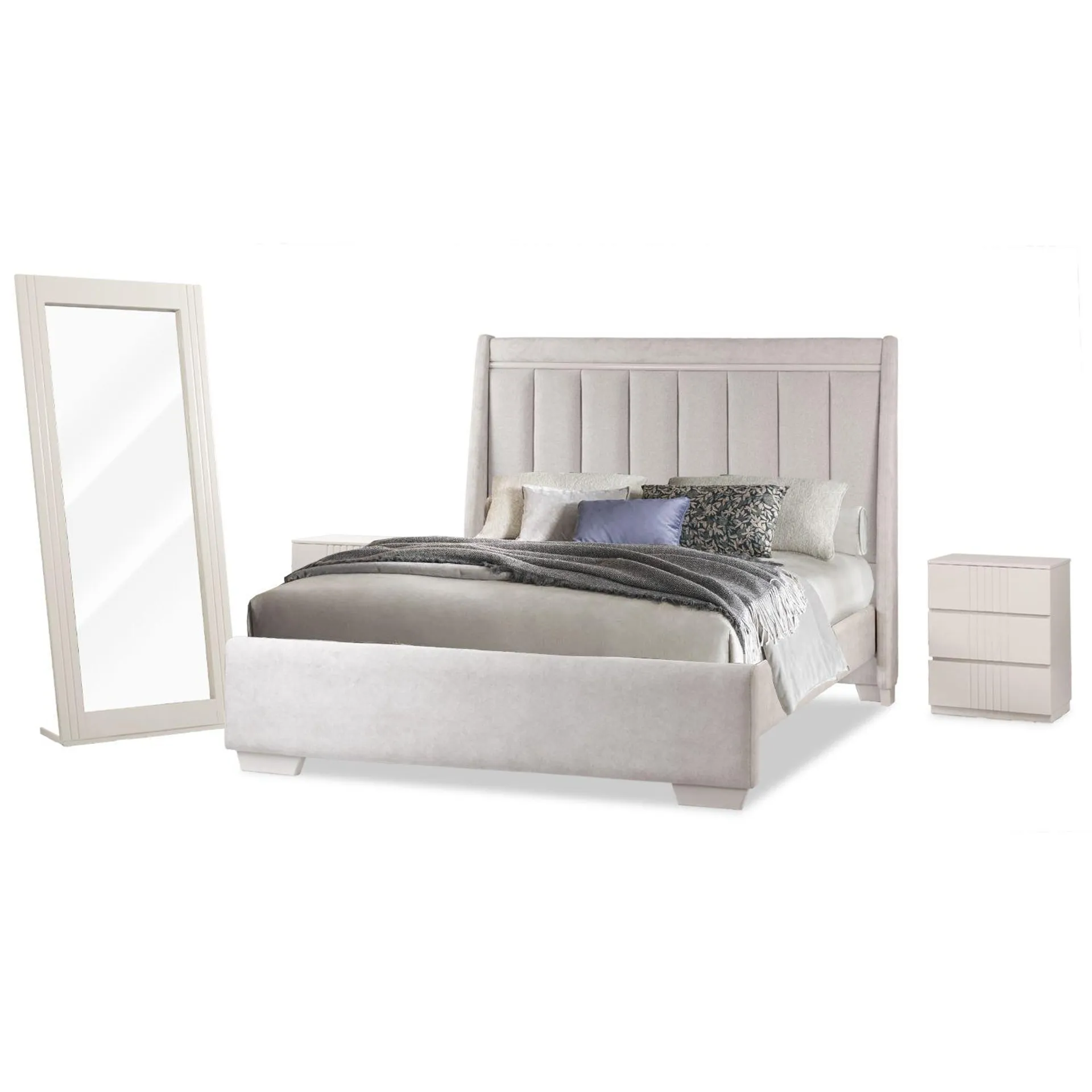 Cama Doble Tiana Crudo, Greige