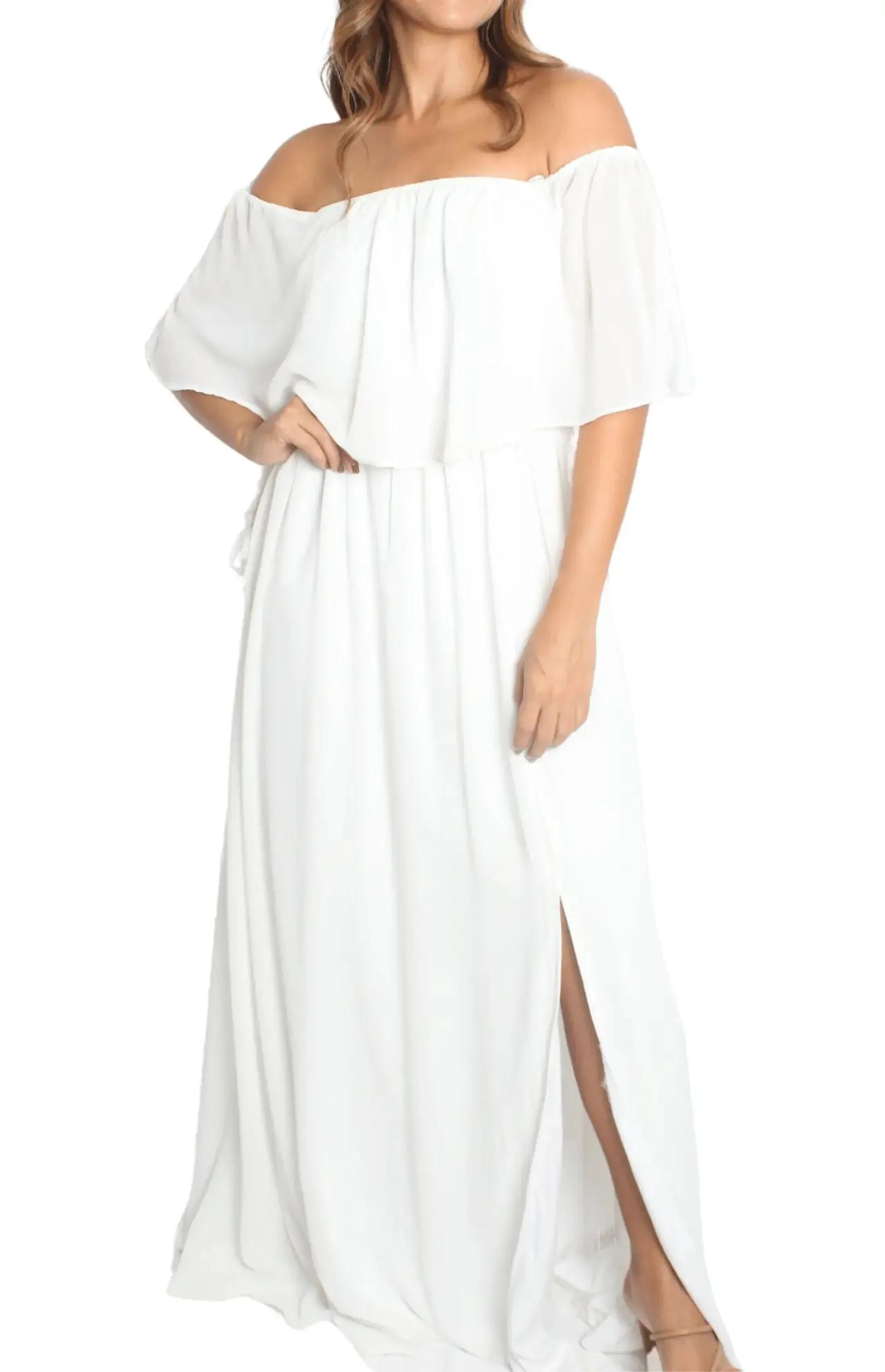 Vestido Maxi Blanco Campesino